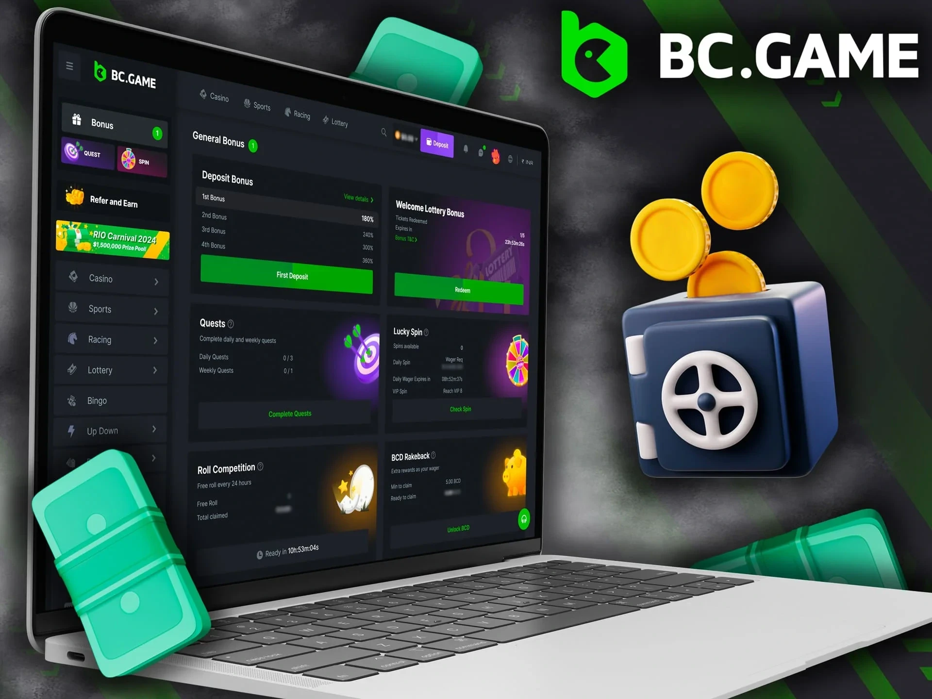 Requirements to withdraw bonuses at BC Game platform.