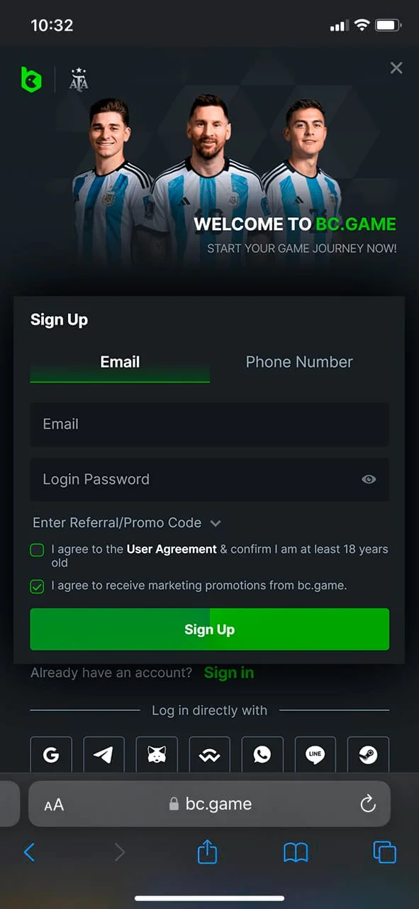 How to register and log in to the BC Game website.