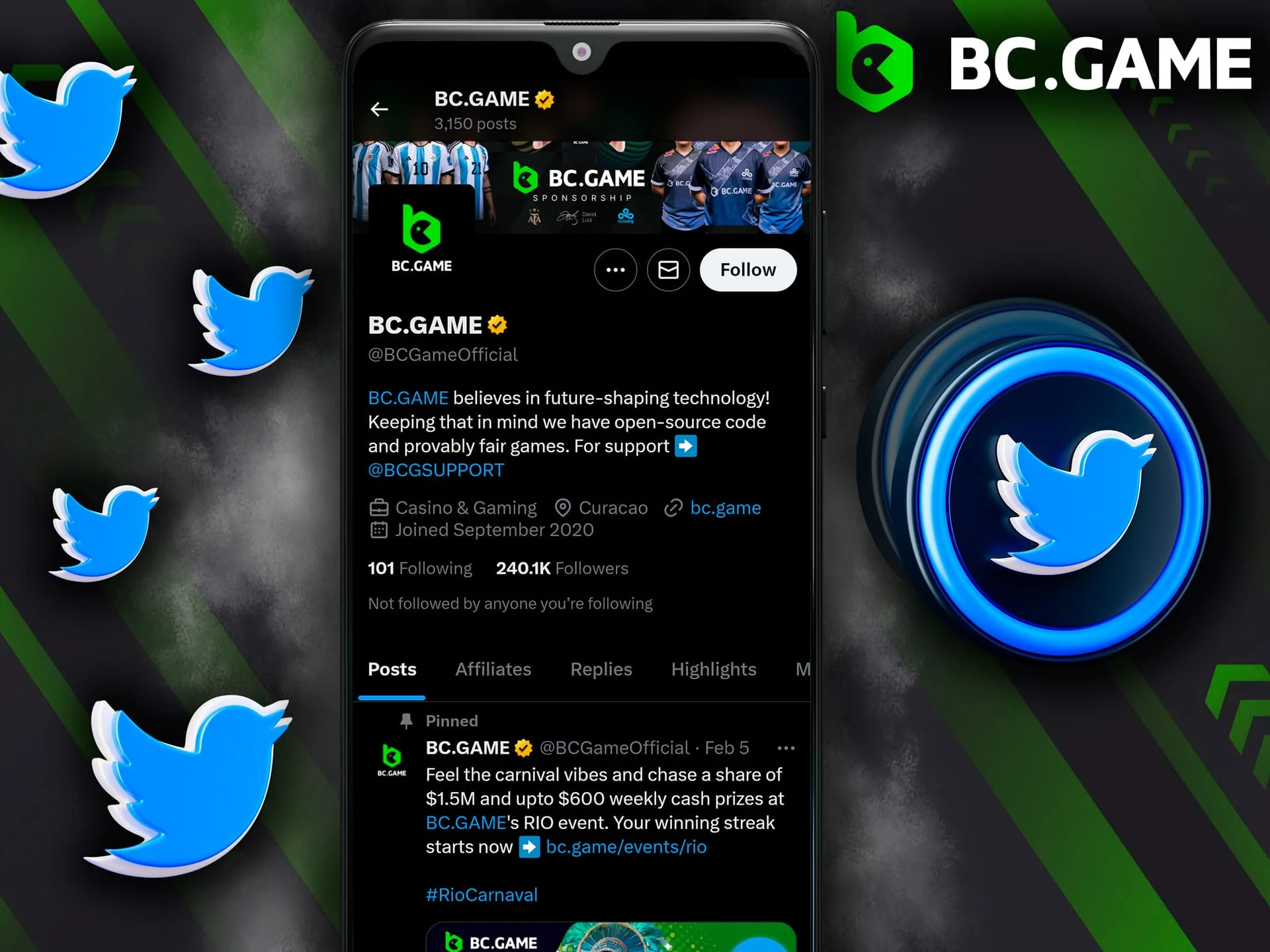 The information about all updates is presented on BC Game Twitter.