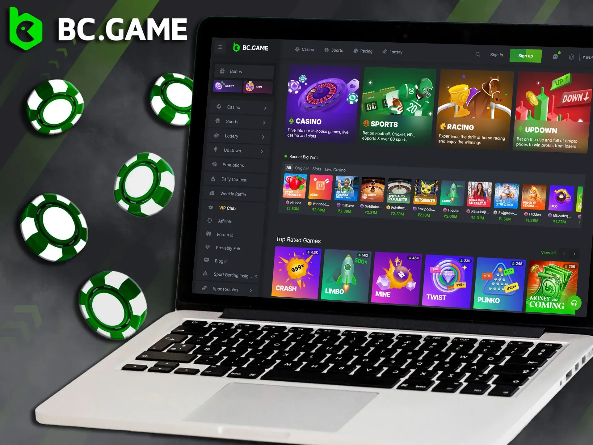 Detailed information about BC Game casino in India.