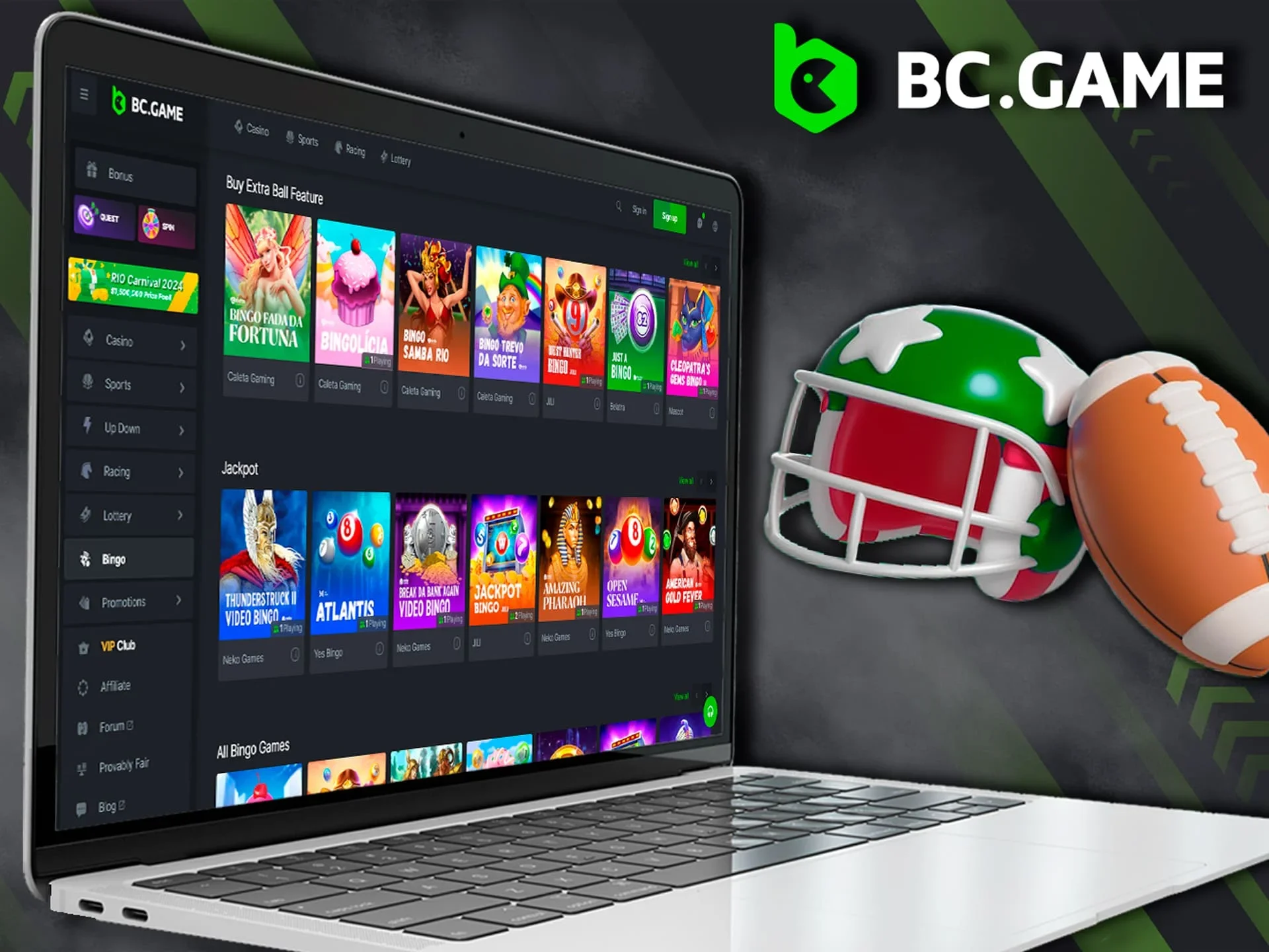 The main advantages and options of the BC Game platform.