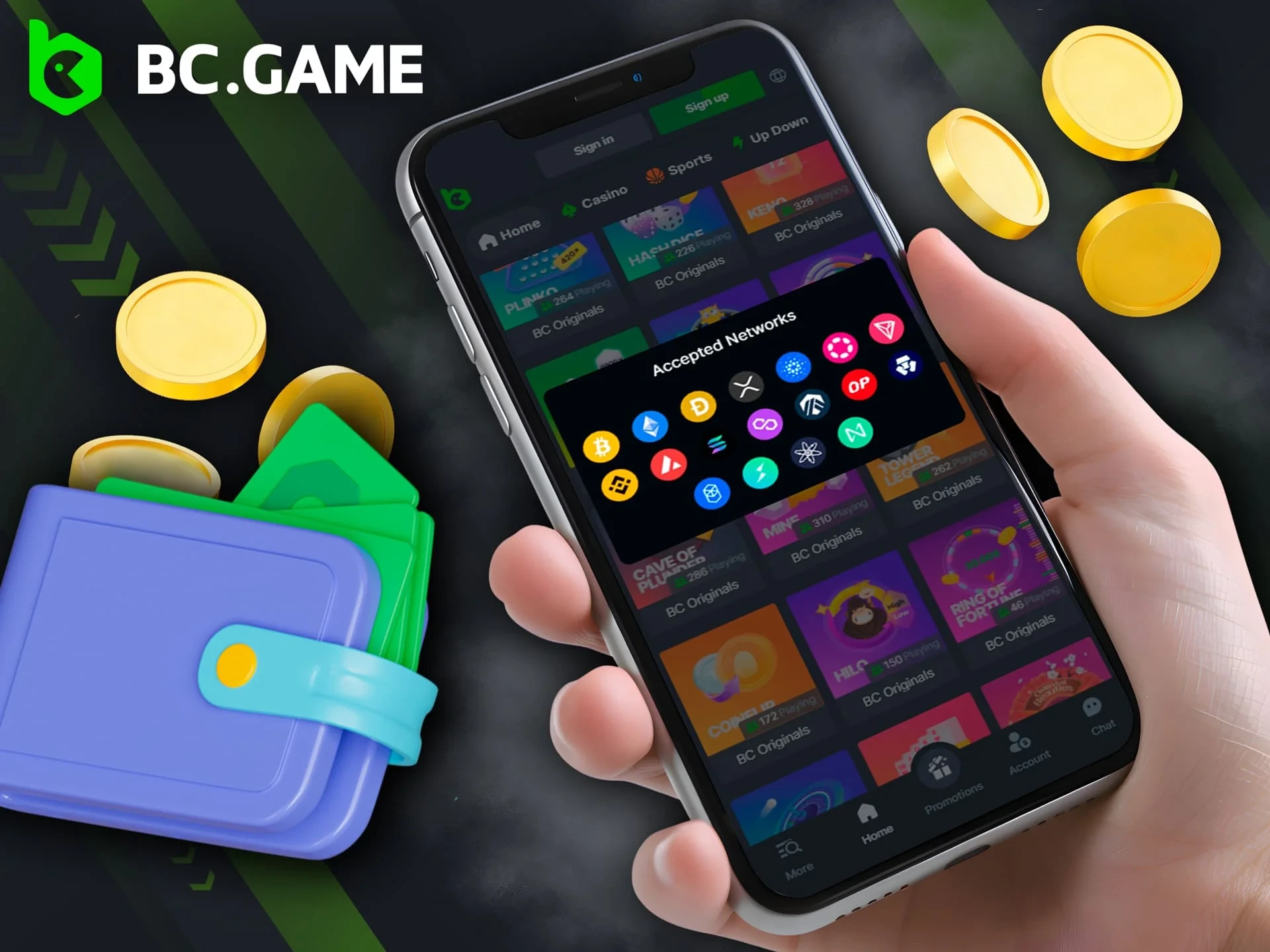 How to deposit and withdraw money via the BC Game app.