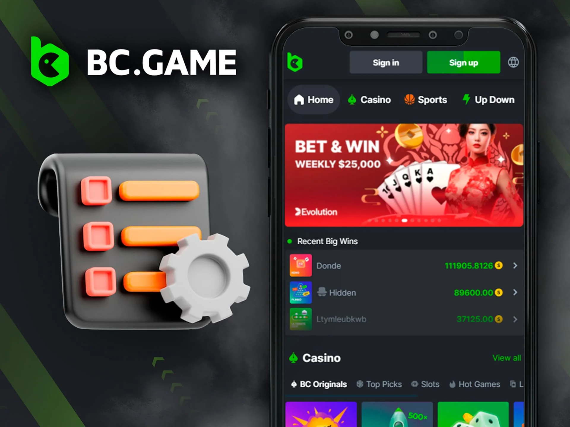 What are the key features of the BC Game mobile app.