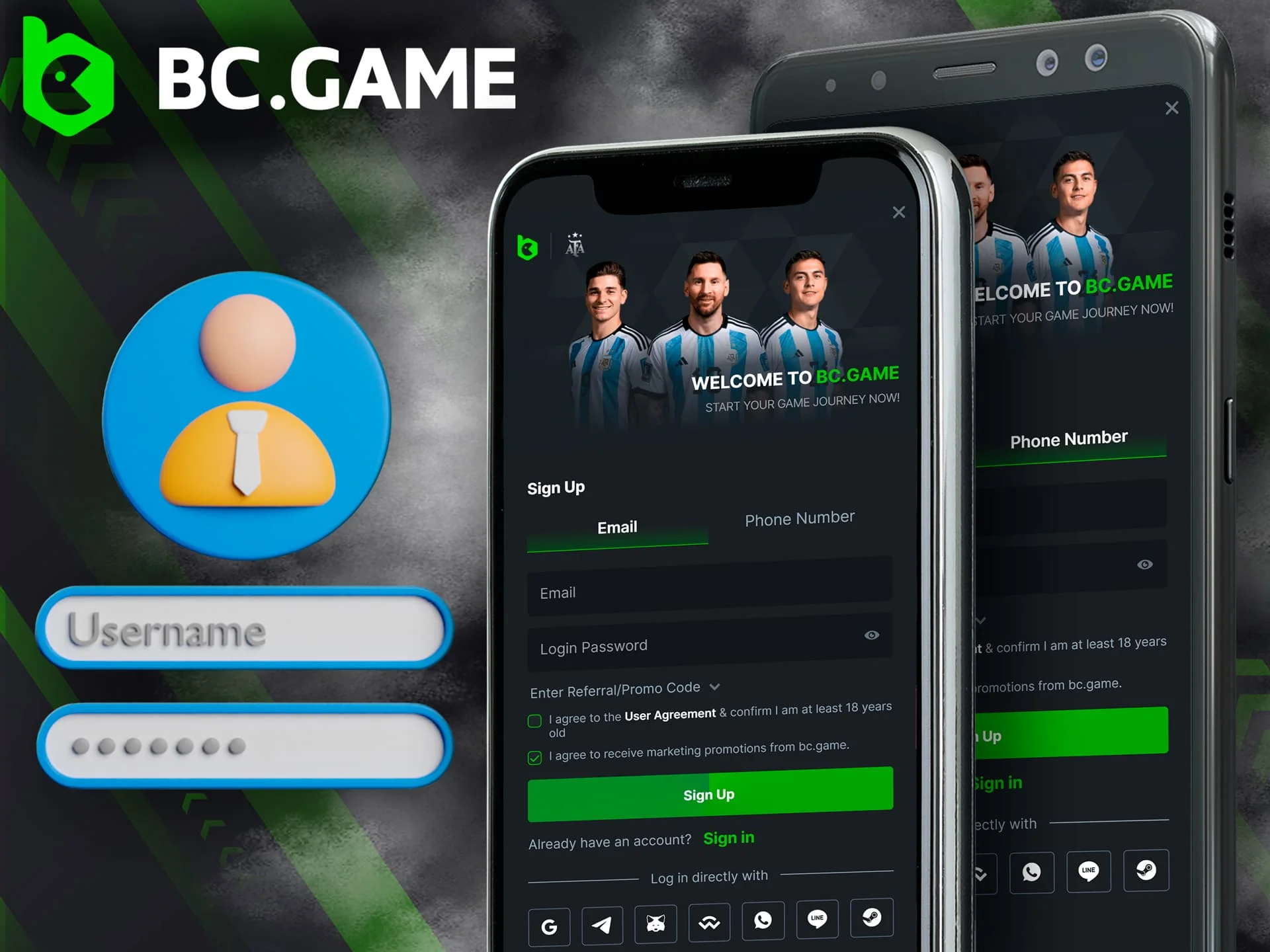 How to register on the BC Game via mobile app.