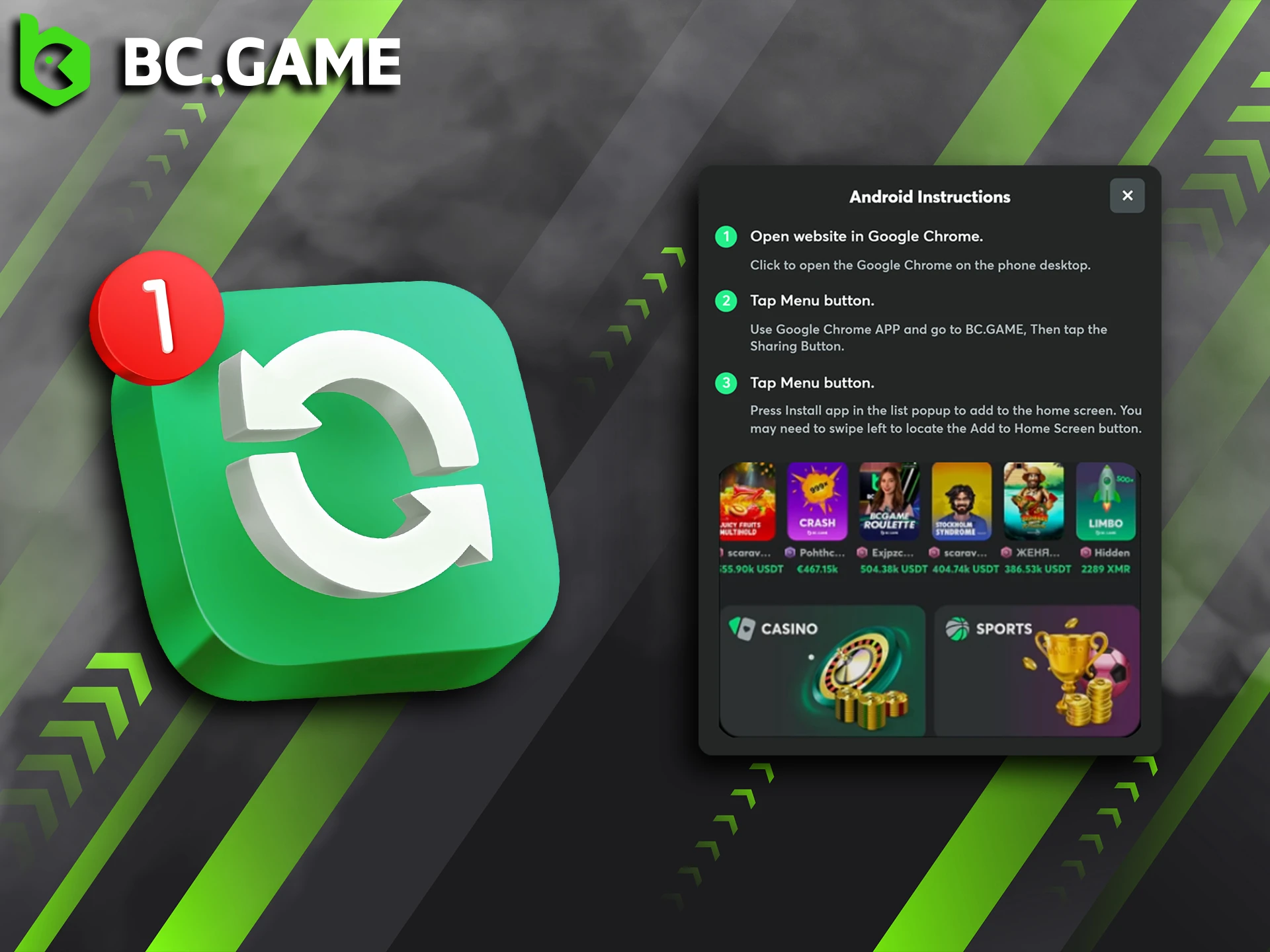 Learn how to update the BC Game app for Android.