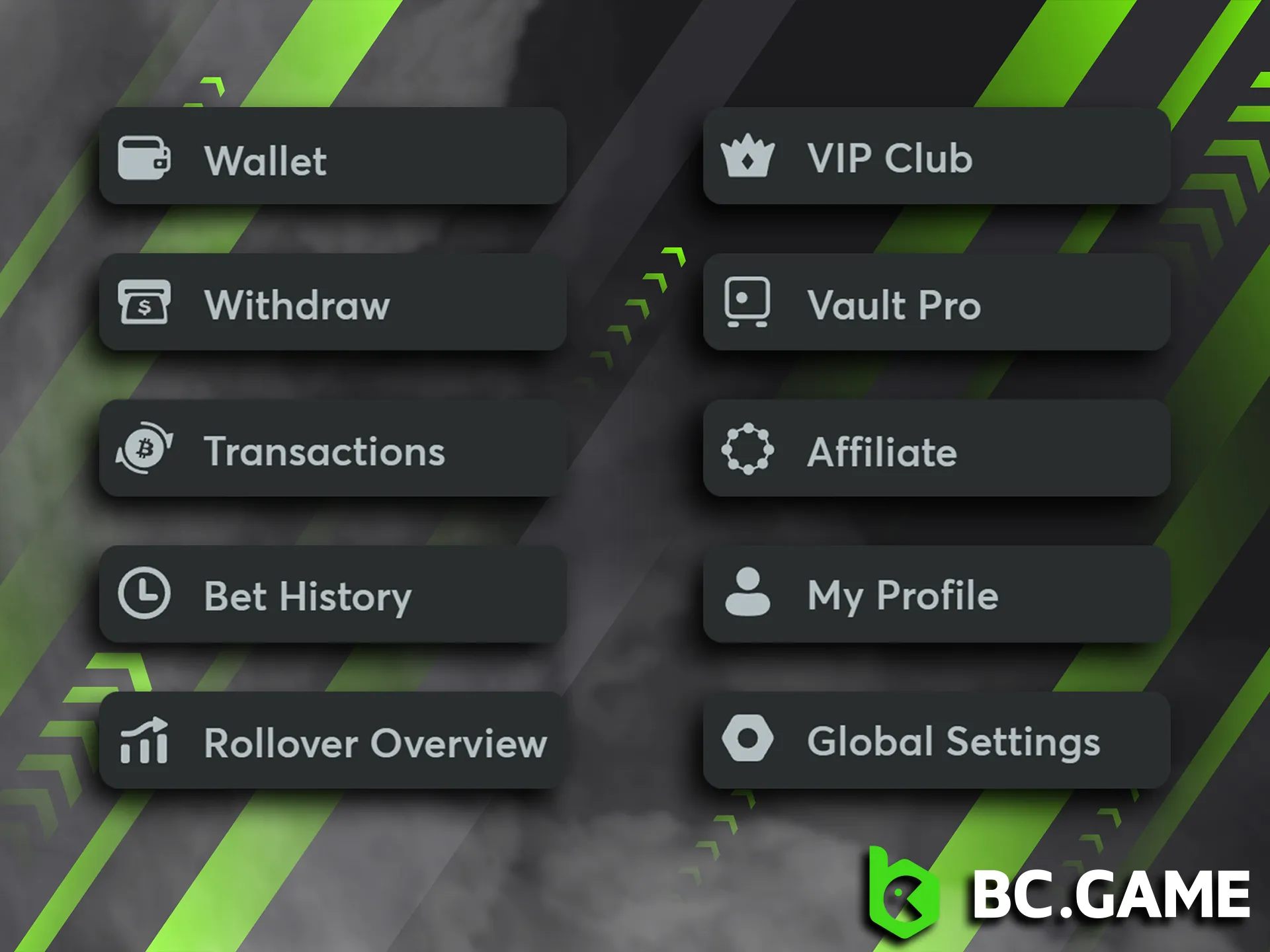 Your BC Game account has everything you need for playing and making payments.