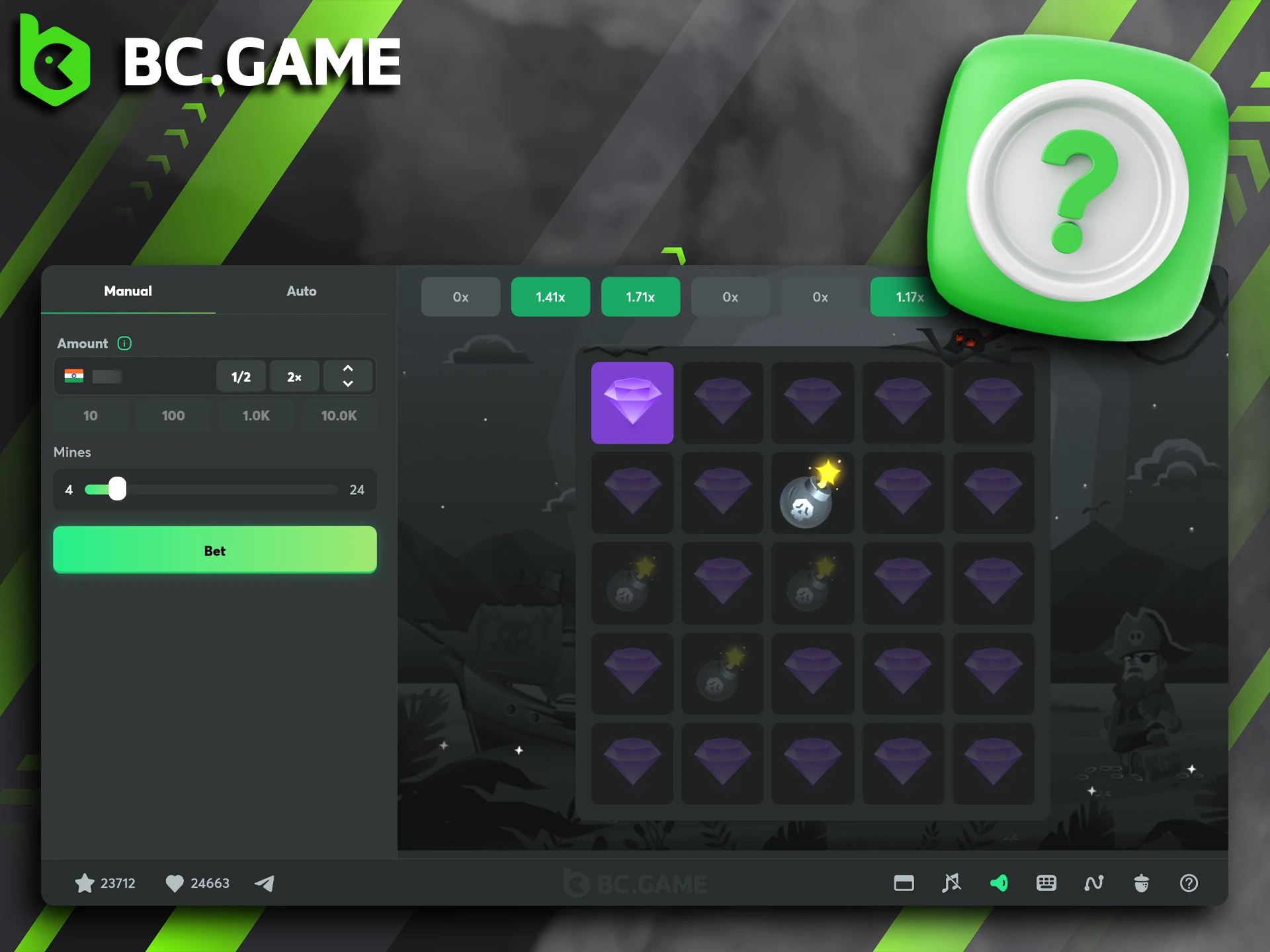 Check out the instructions to learn how to play Mines on BC Game.