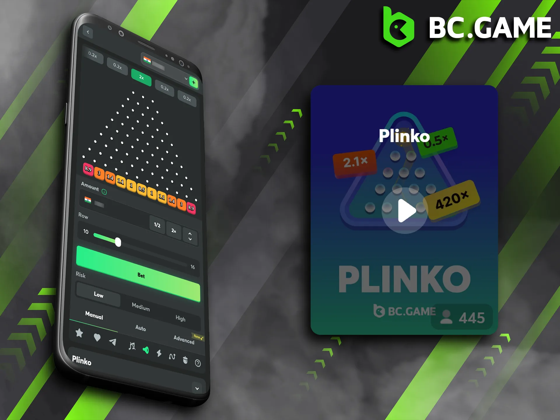 Play Plinko with the BC Game mobile app.