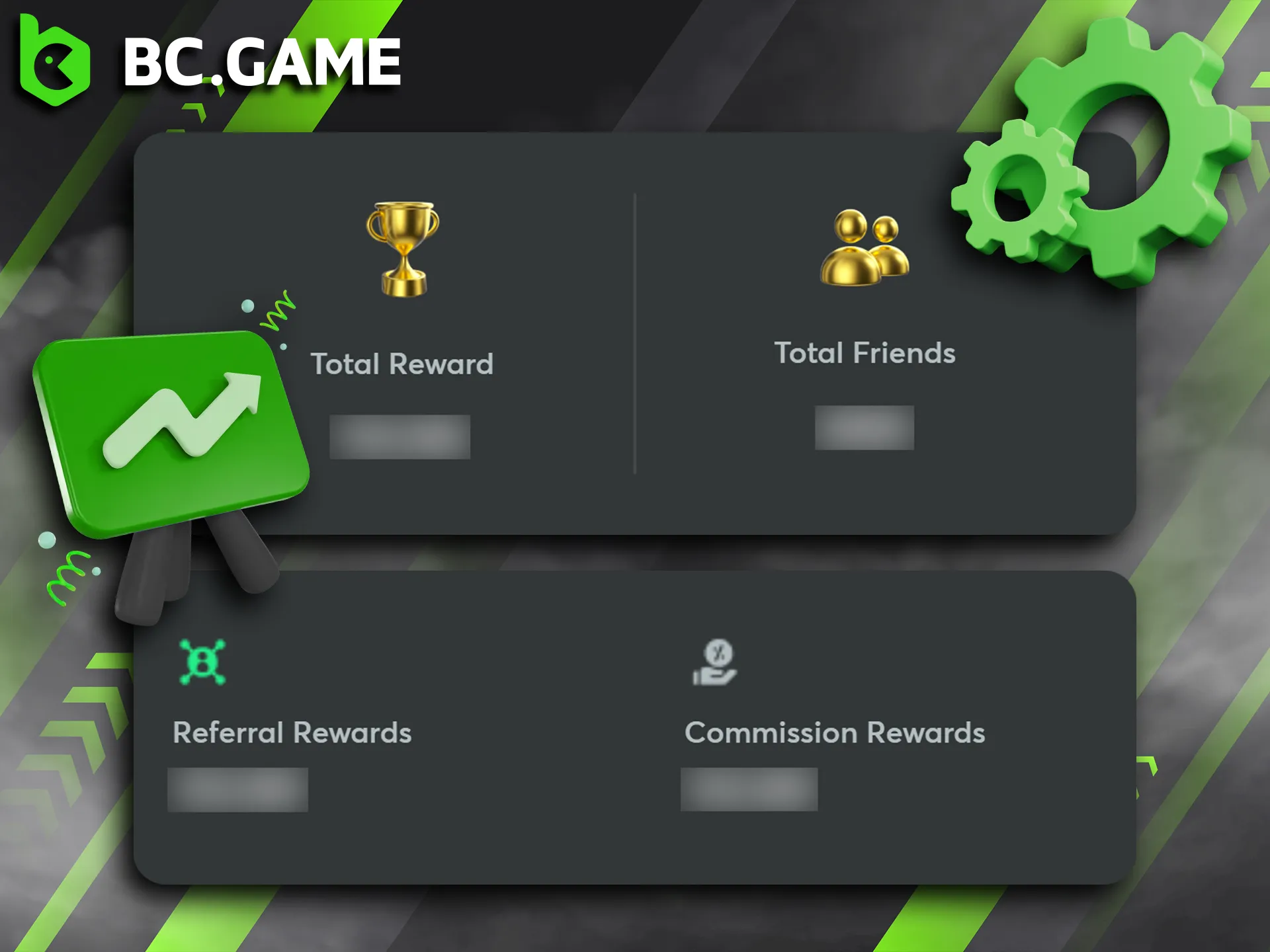 Track your referral activity in the Affiliate section of your BC Game account.