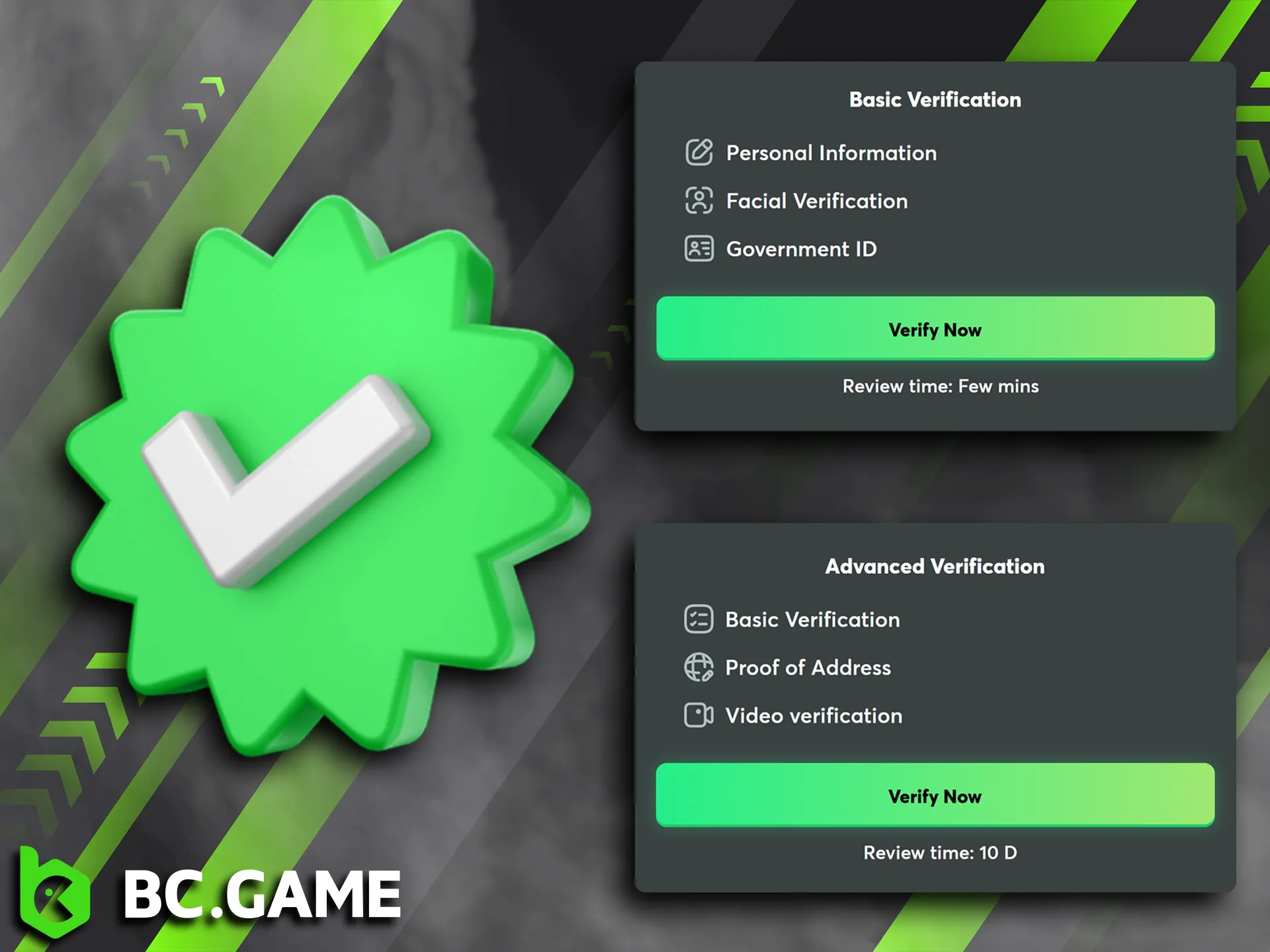 New BC Game users must complete verification for full access.