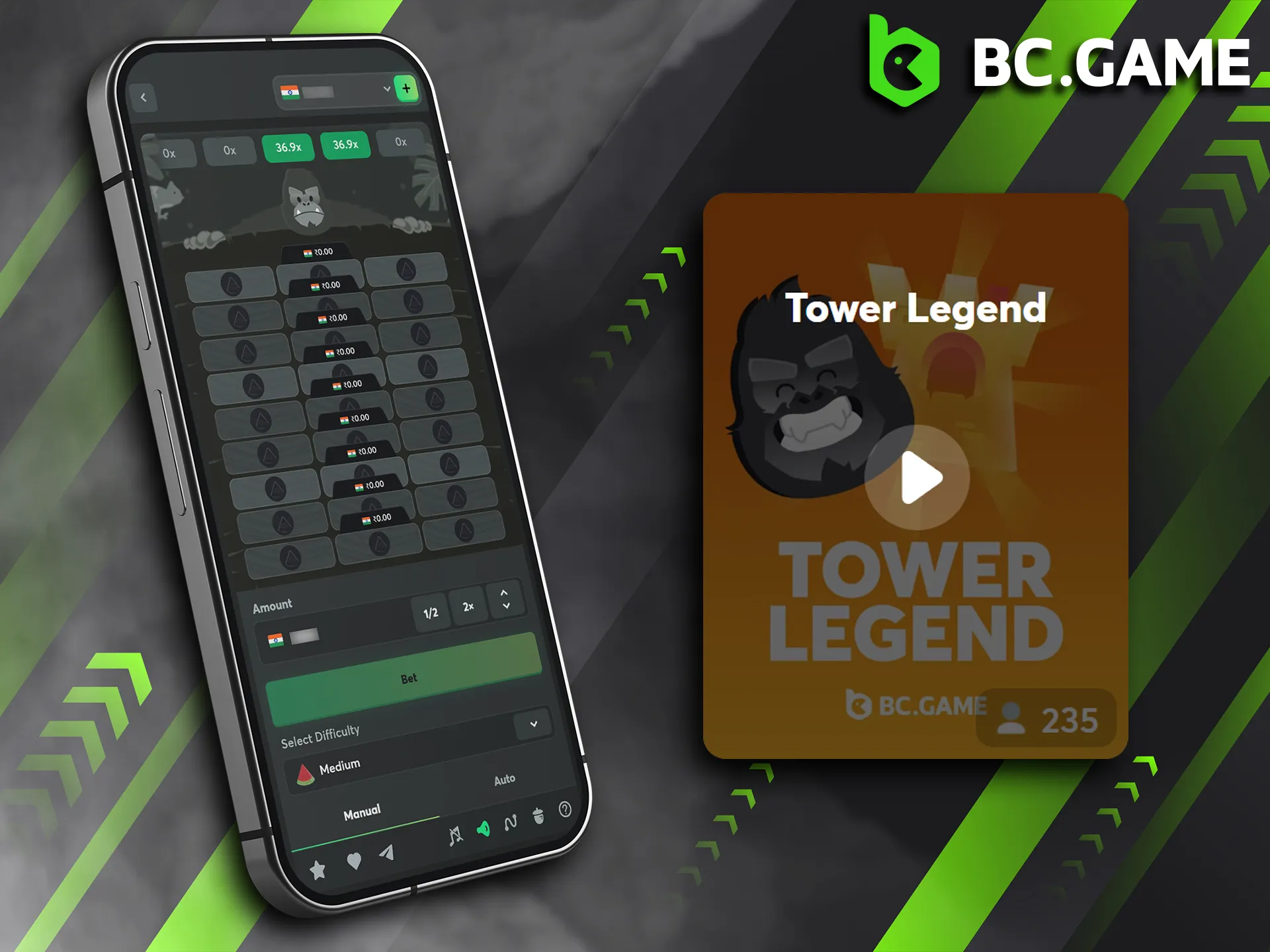 Tower Legend is accessible on Android via the BC Game mobile app, and on iOS through a PWA version.