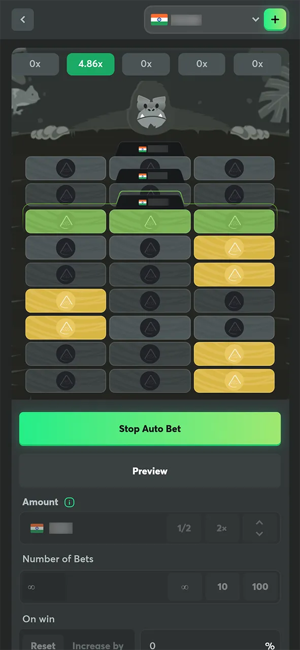Auto bet feature in Tower Legend at BC Game.