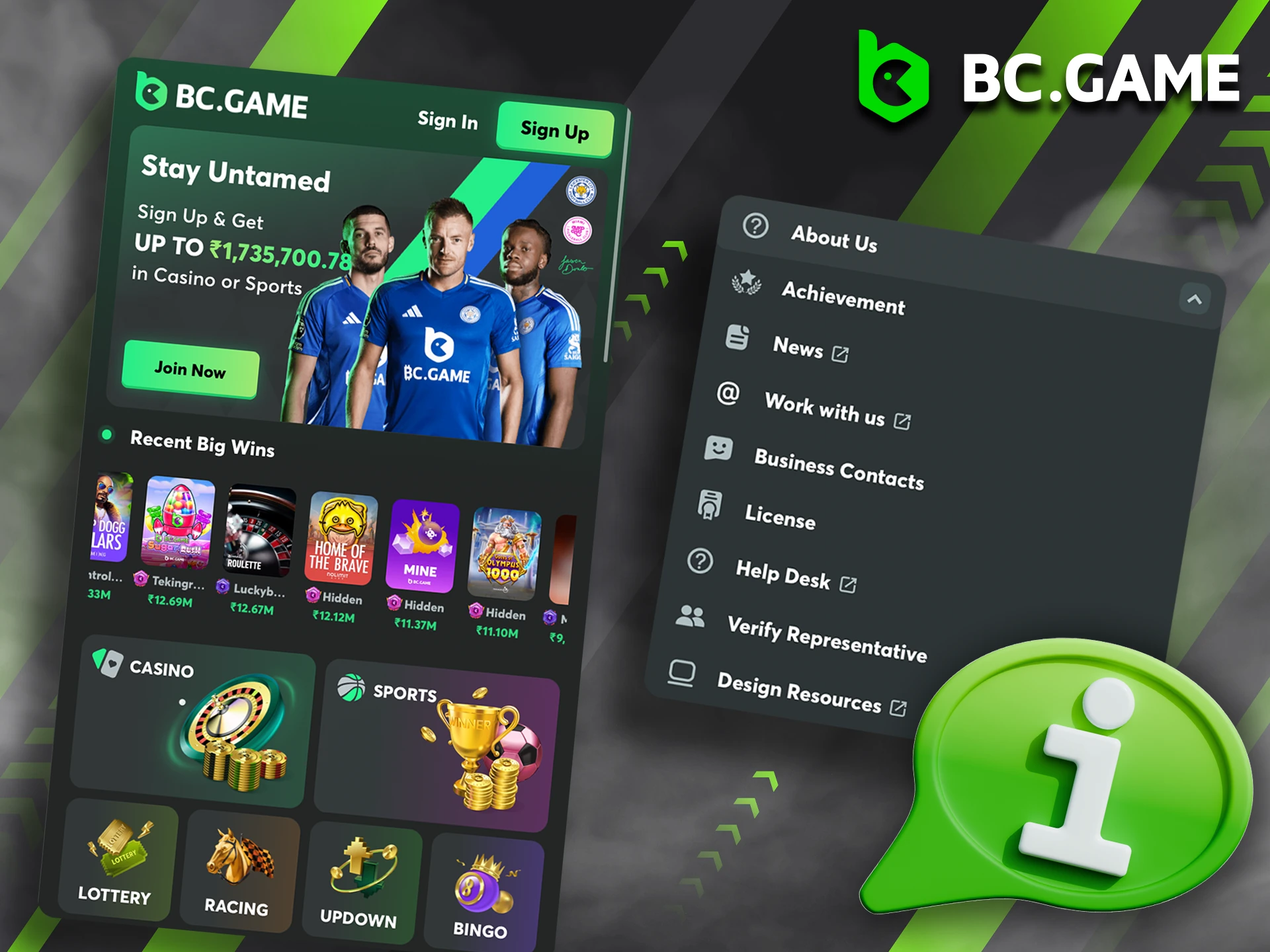 Check out the basic information about BC Game before placing bets.