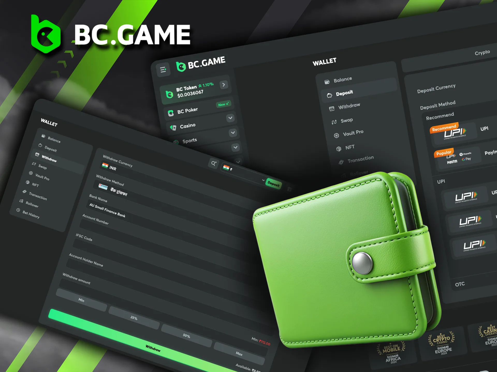 BC Originals makes transactions easy and safe — access the Wallet section for quick deposits and withdrawals in multiple currencies.