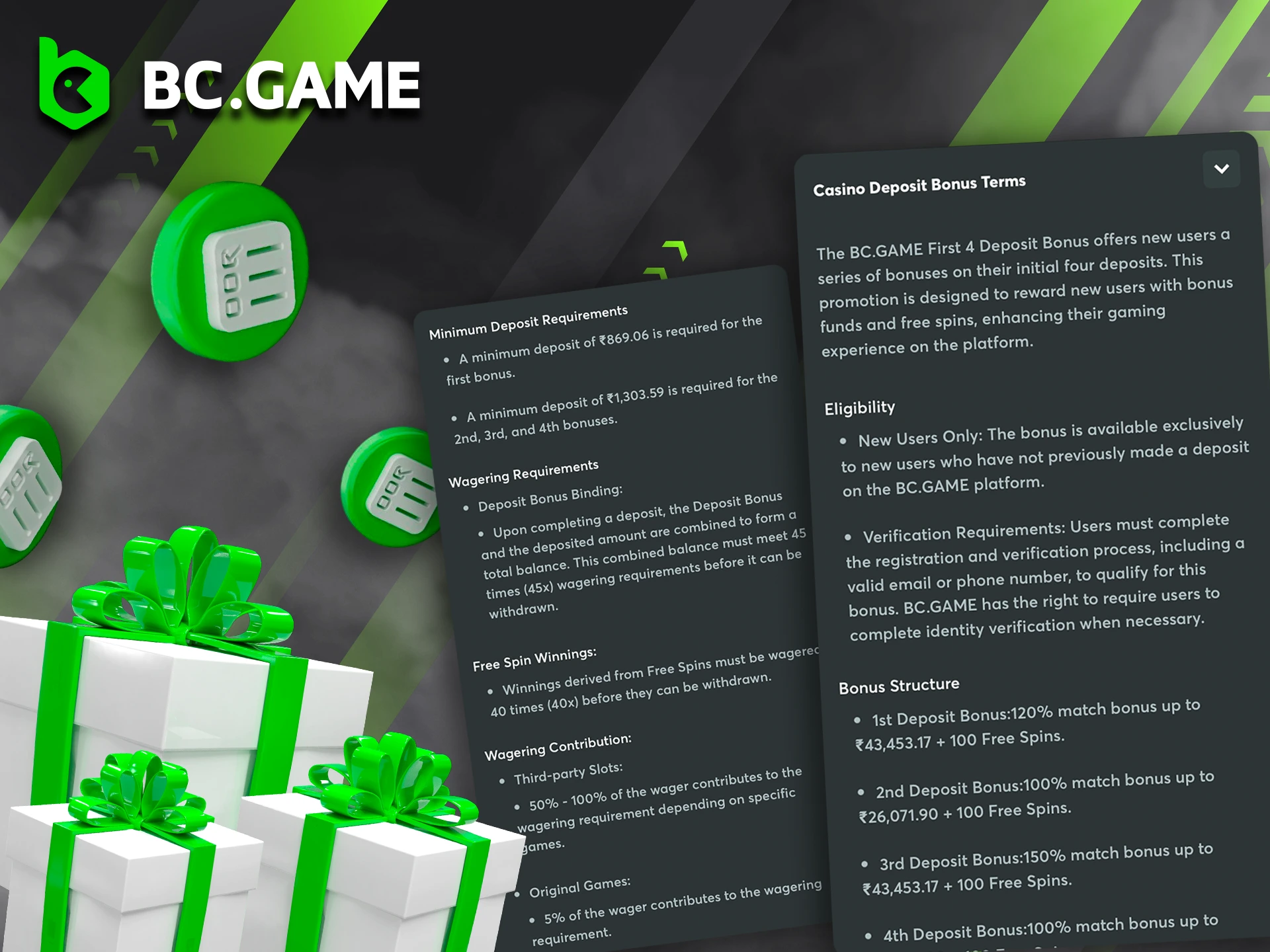 Learn the terms and conditions for receiving bonuses from BC Game.