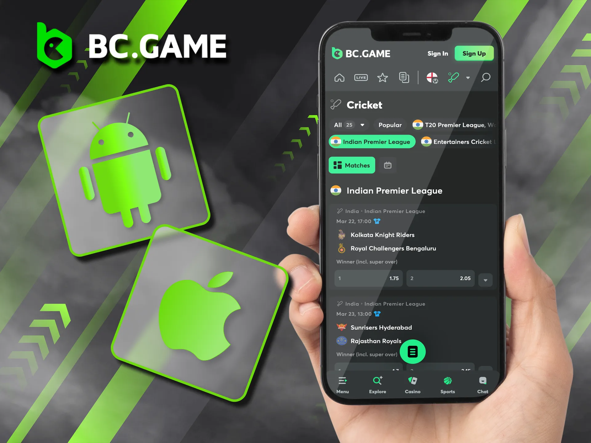 Stay connected to IPL action through BC Game’s mobile app.