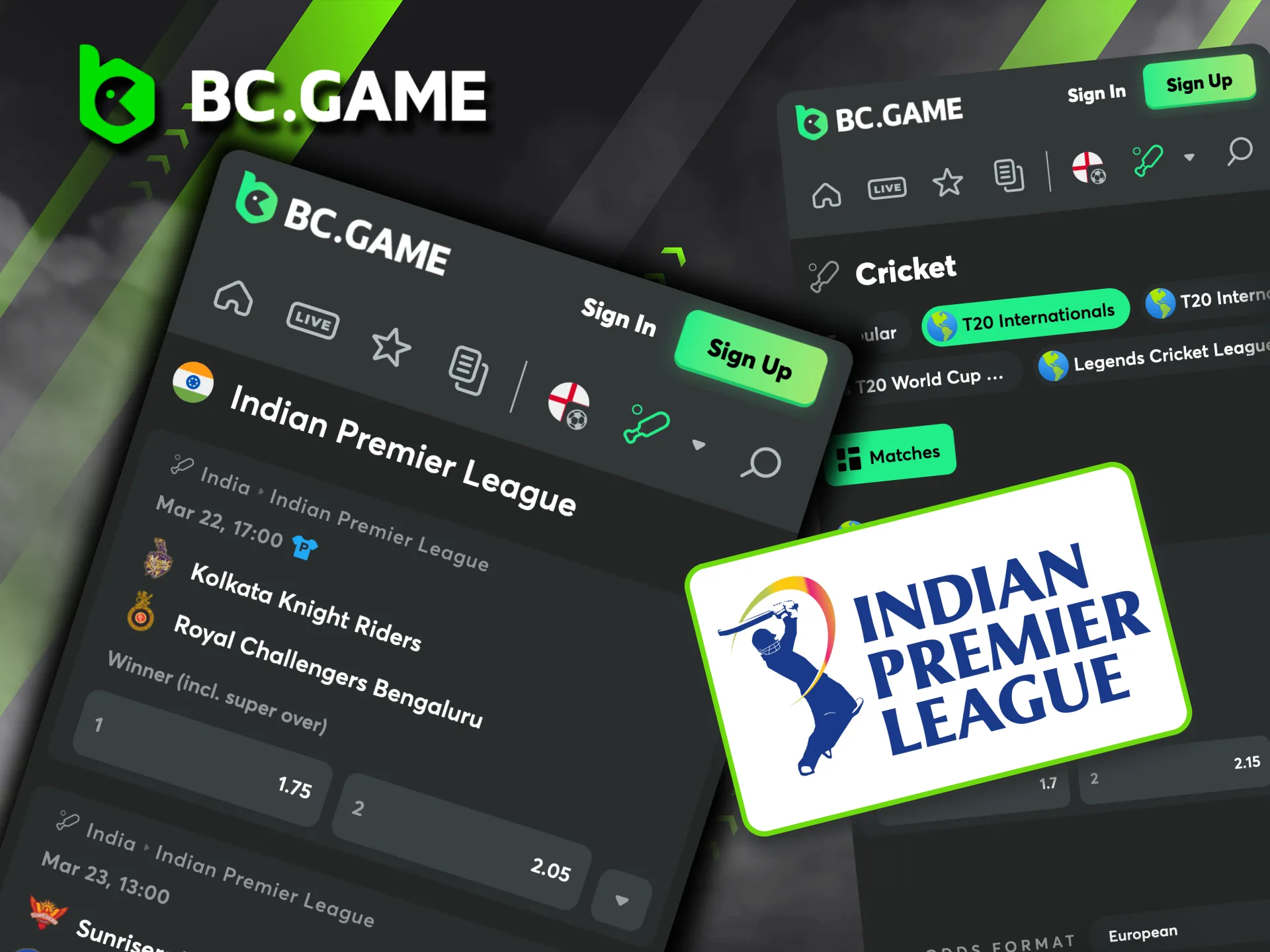 The IPL, featured on BC Game, is India’s premier T20 cricket league with ten regional teams.