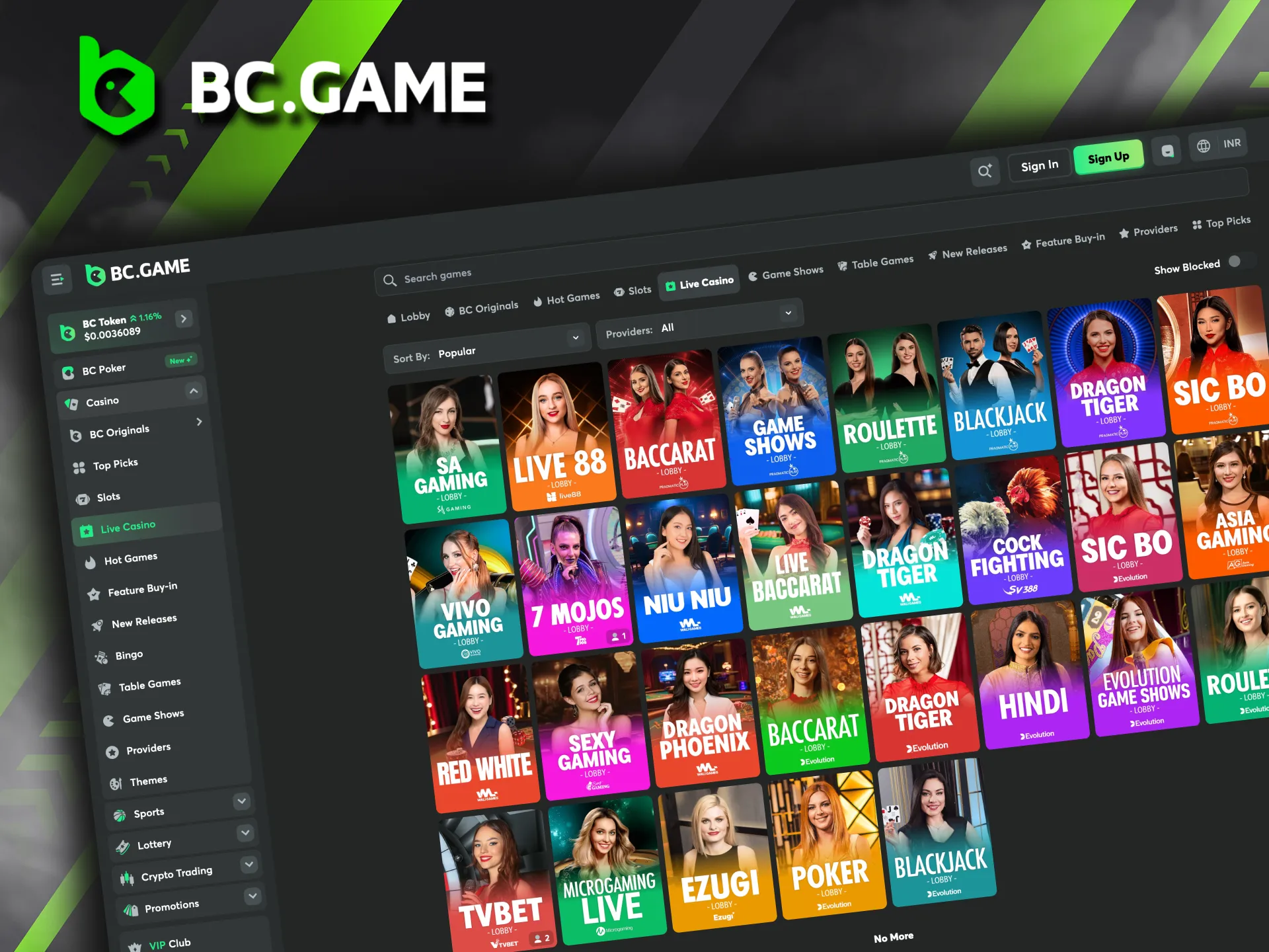 BC Game Live Casino recreates the excitement of a real casino with interactive games and professional dealers.