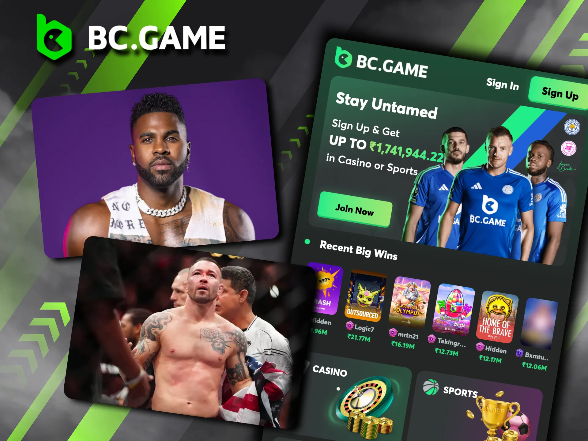 Jason Derulo and Colby Covington bring global recognition to BC Game as brand ambassadors.