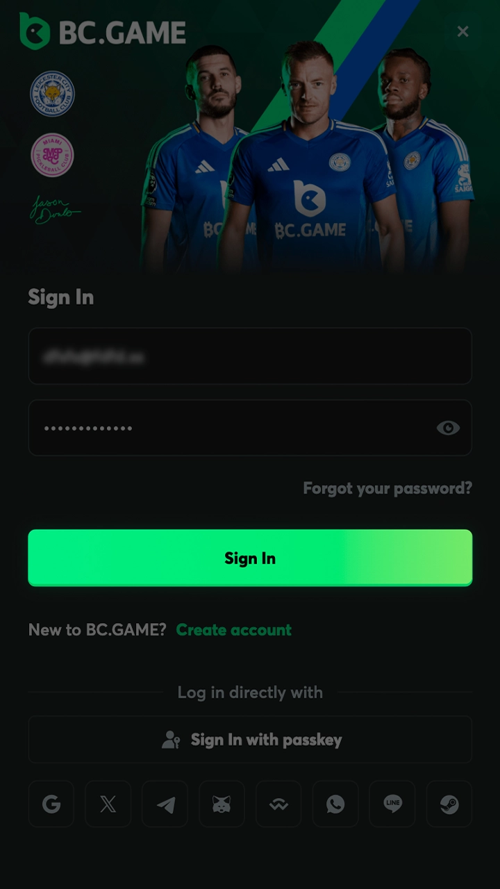 Log in to your BC Game account.