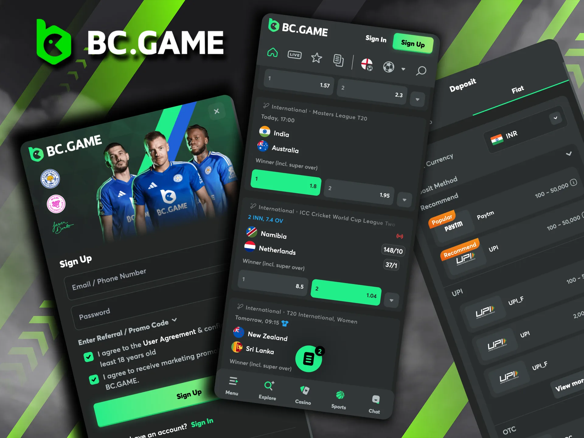 Betting on cricket at BC Game is simple: sign up, deposit funds, and choose your game.