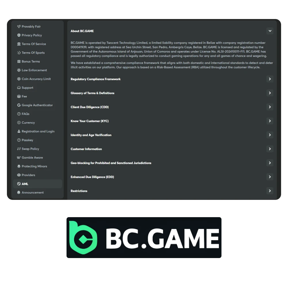BC Game prevents any illegal activity on its platform.