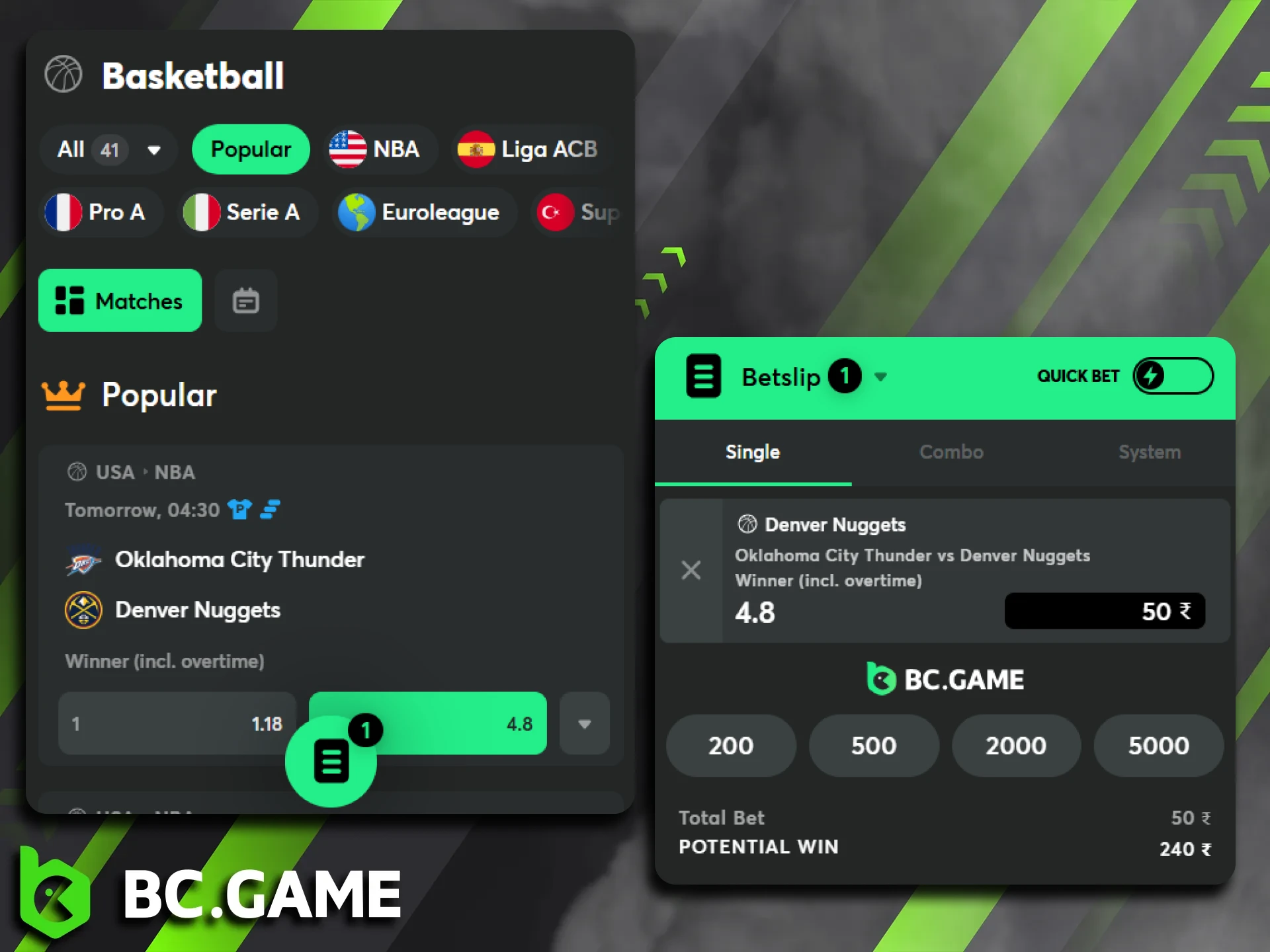 Find out how to place bets on basketball on the BC Game platform.