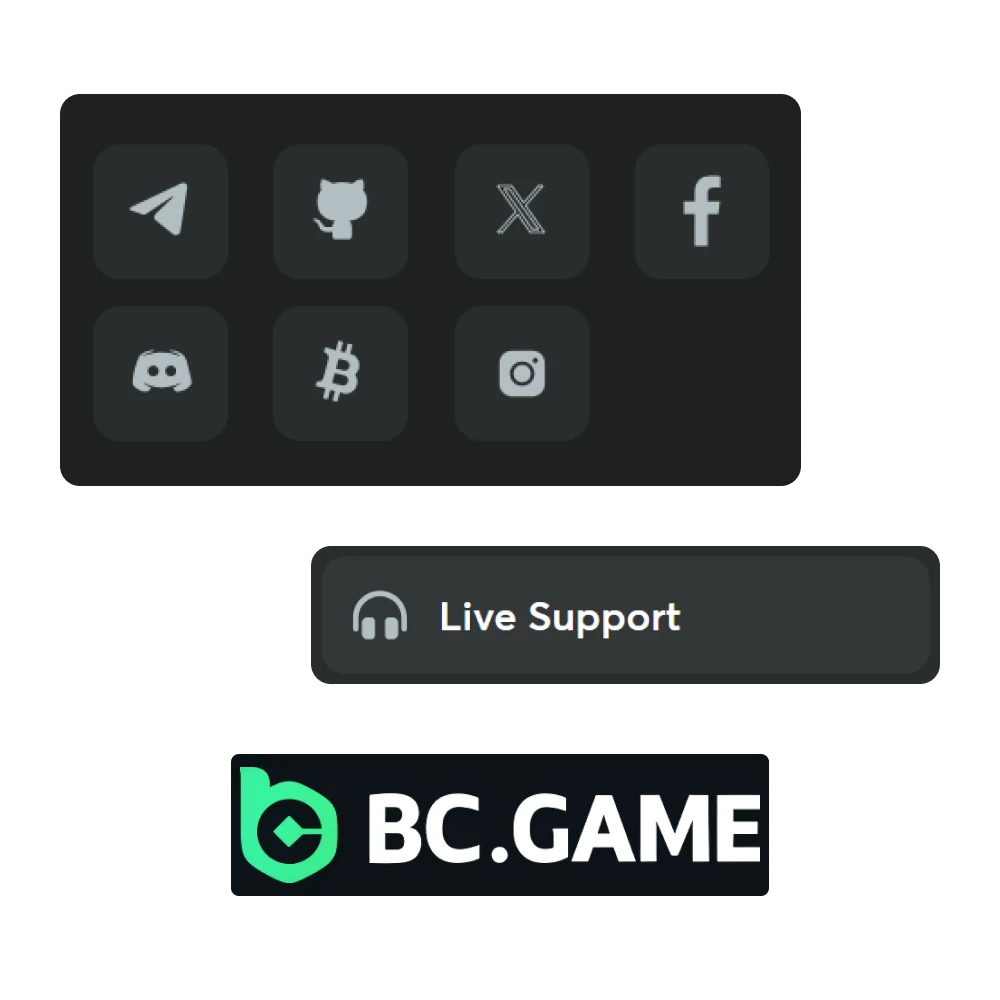 Contact the BC Game support team via chat, email or help center.