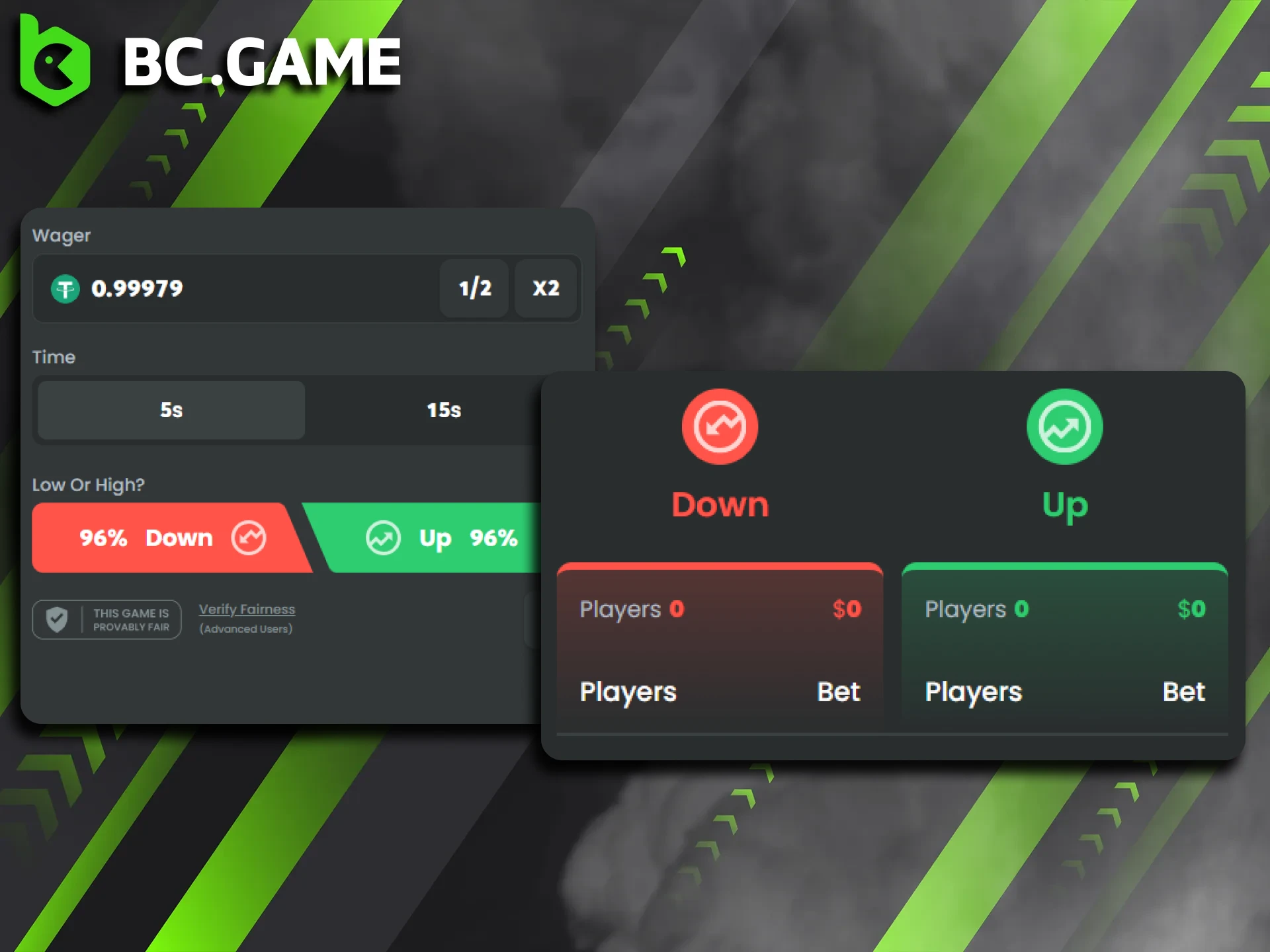 Select a preferred mode to start trading on the BC Game platform.
