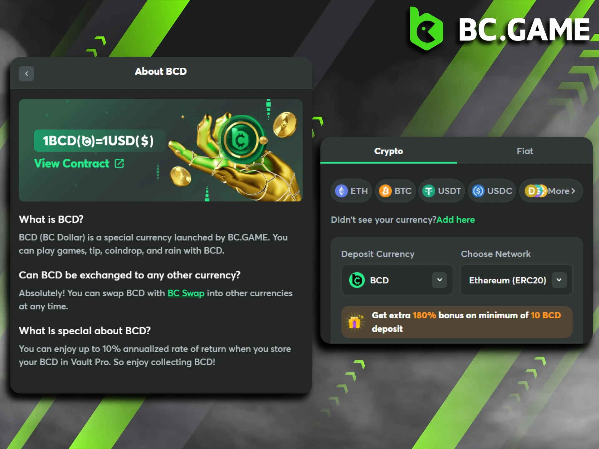 BC Game offers its own cryptocurrency that players can use in games.