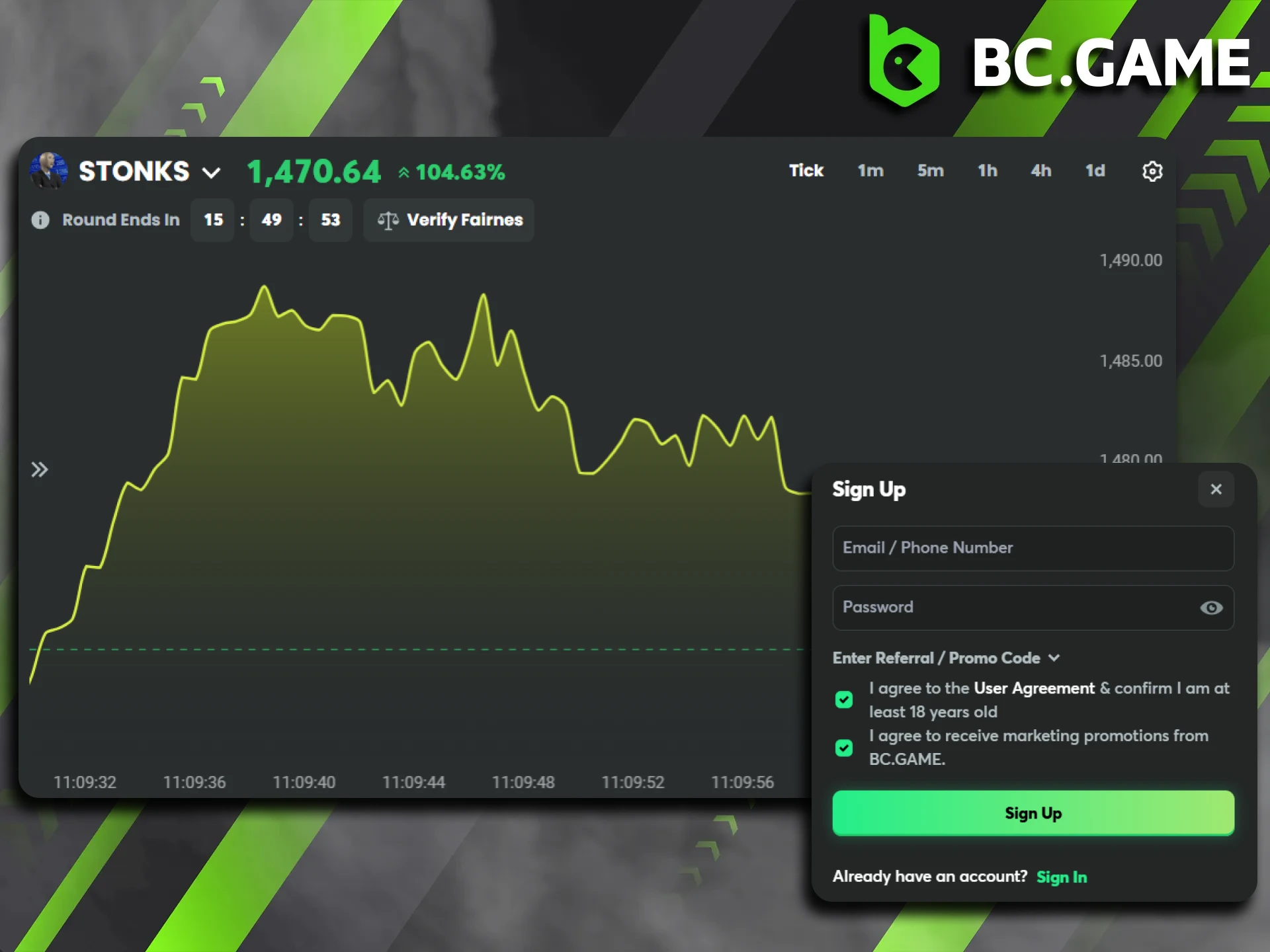 Create an account at BC Game to start trading crypto.
