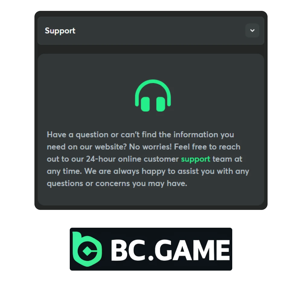 If you have any questions, get answers from BC Game's support team.