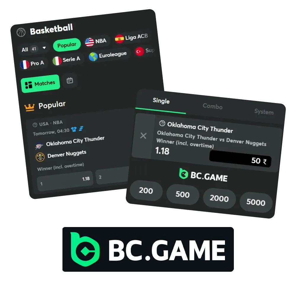 Place your bets on your favorite basketball team at BC Game.