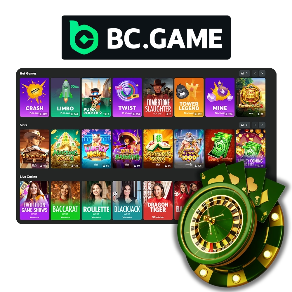 Take a closer look at BC Game's casino section.