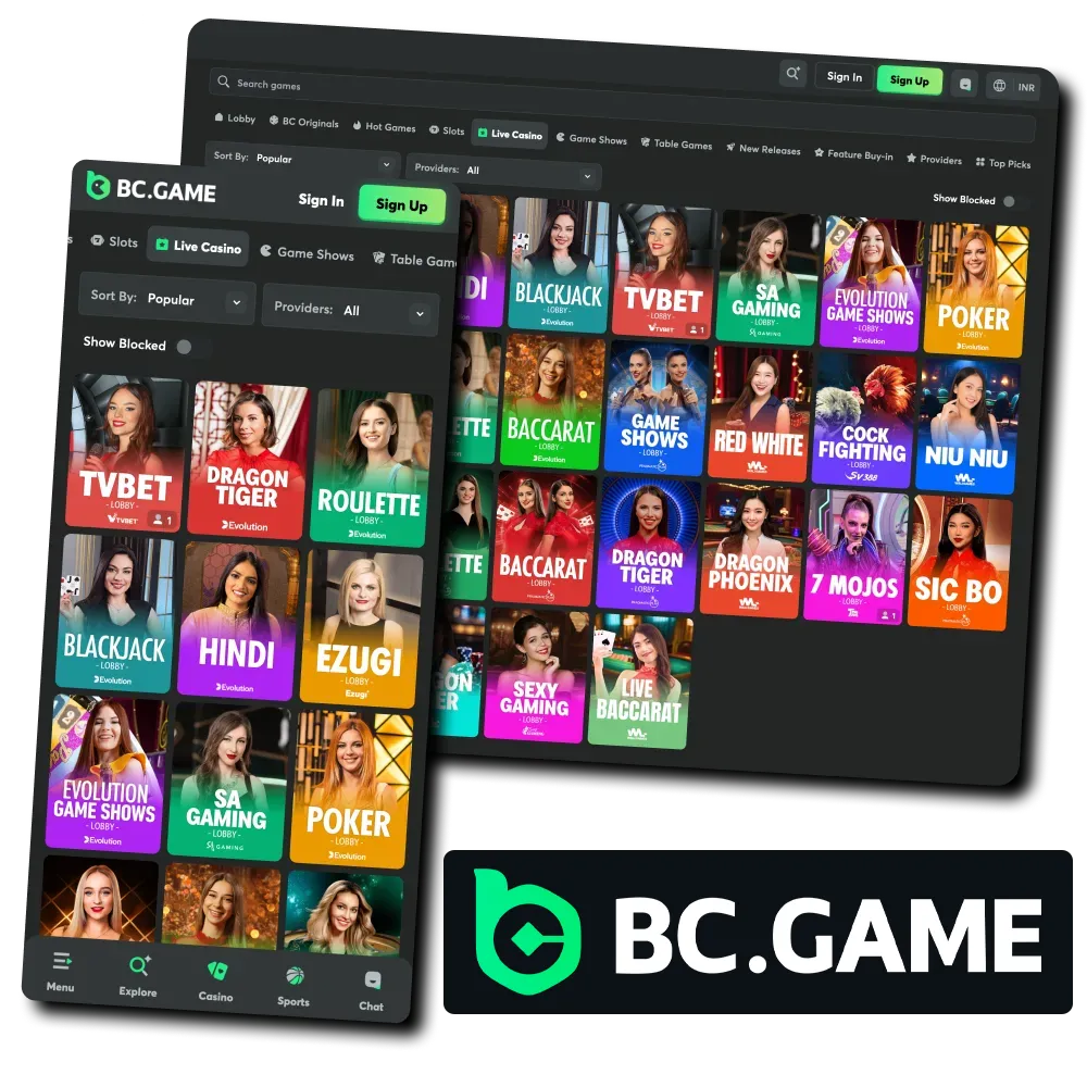 Enjoy the excitement of BC Game Live Casino India.