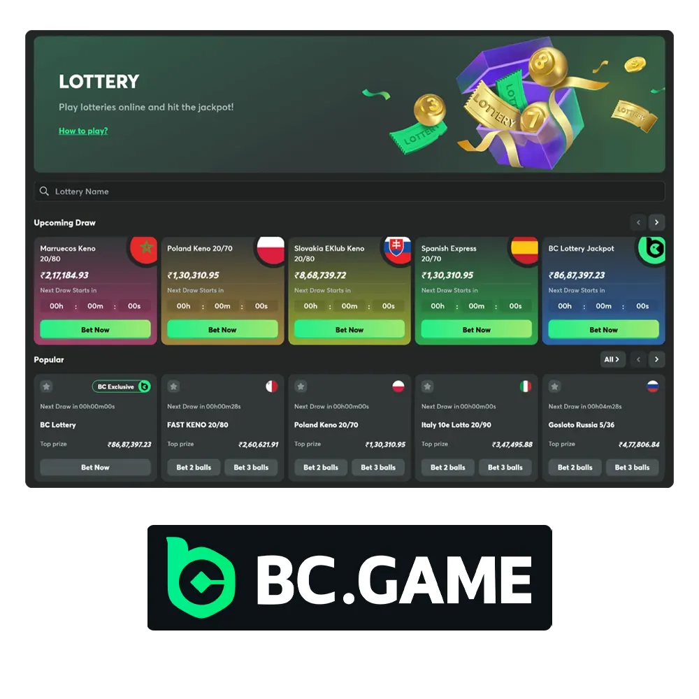 Experience the thrill of playing the lottery with BC Game.
