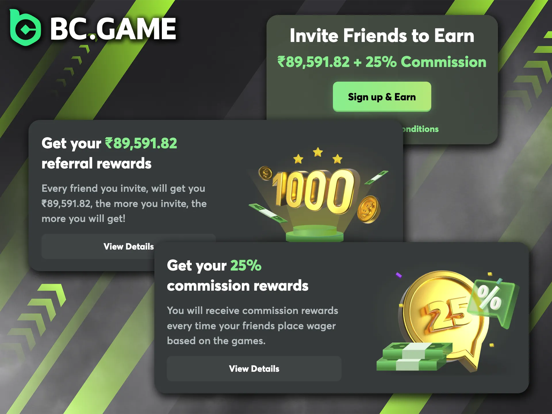 Use referral codes to receive additional rewards on the BC Game website.