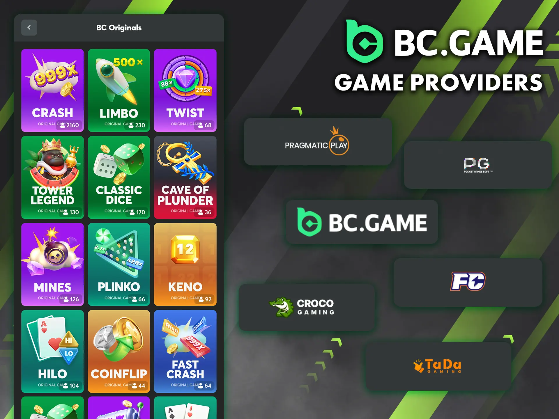 BC Game provides quality games from the best providers.