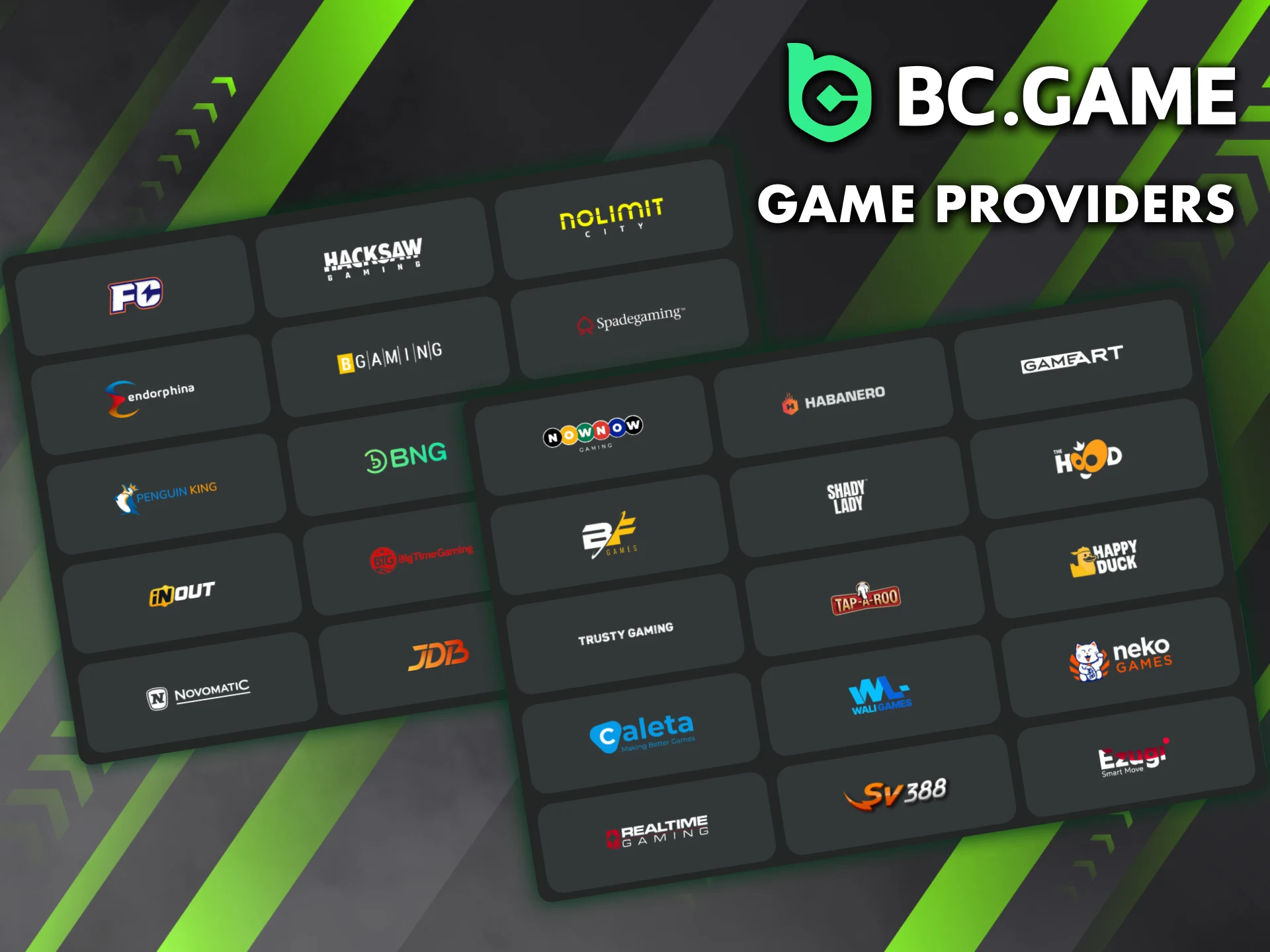 BC Game presents a large number of popular providers.