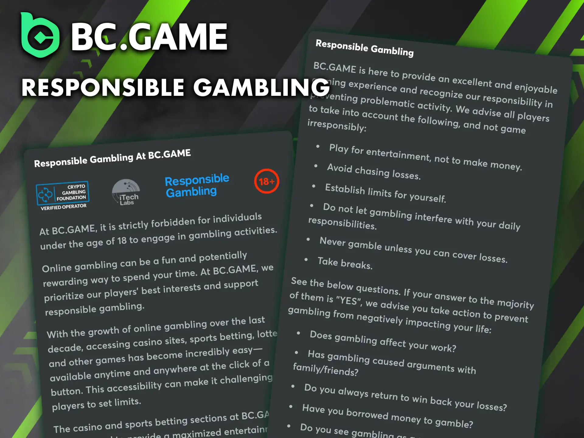 BC Game asks you to take bets and rules responsibly.