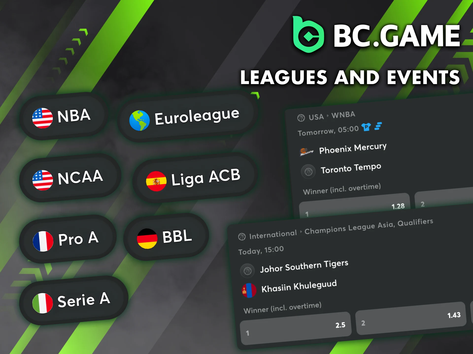 Check out BC Game's basketball leagues and events.