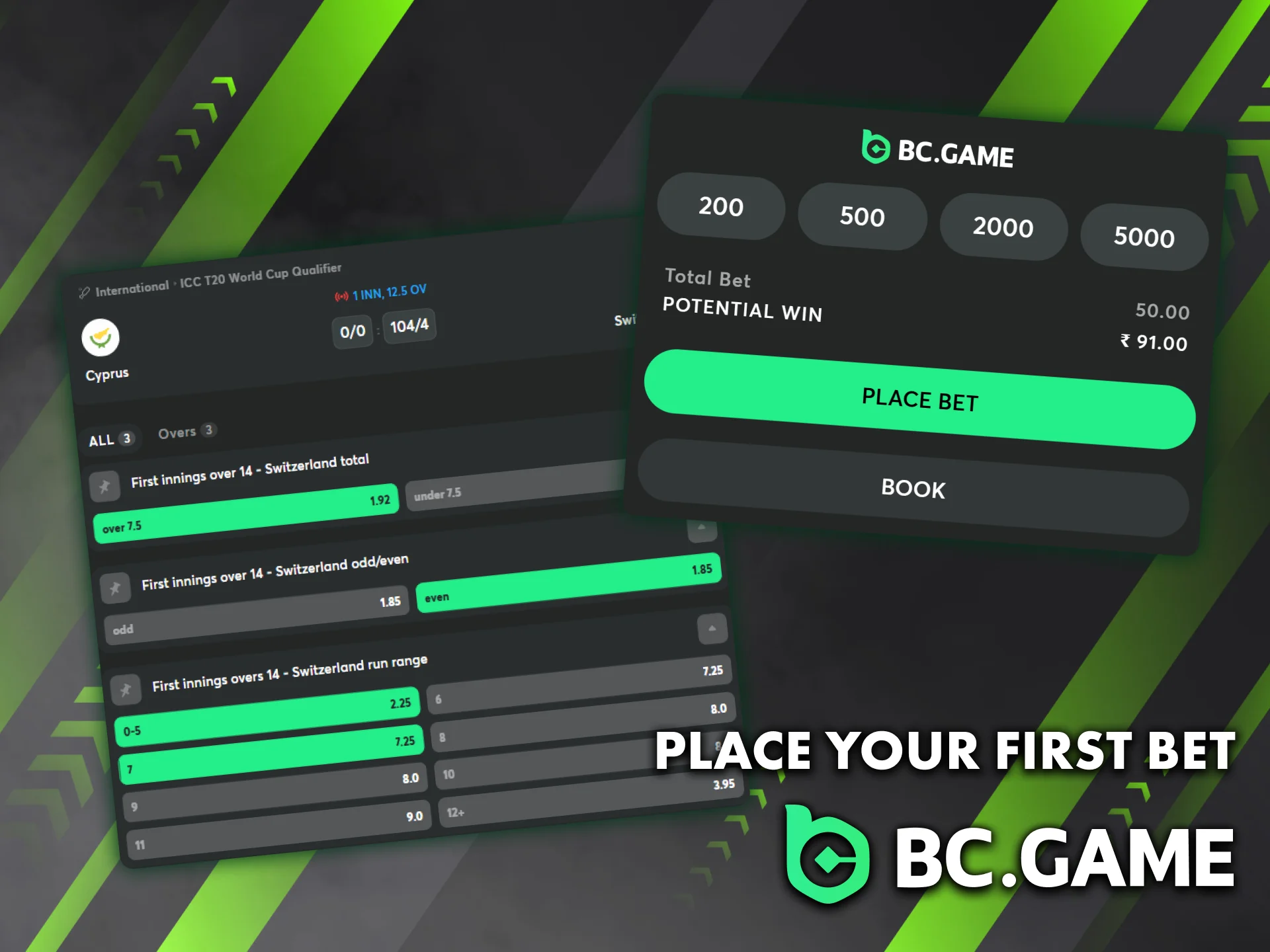 Place your first bet on BC Game — choose your sport, pick outcomes, and confirm with ease.