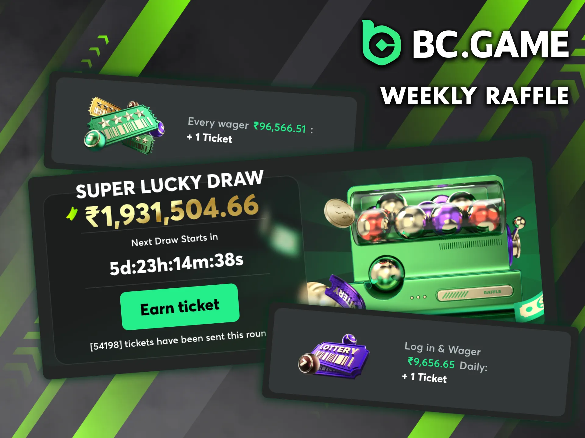Choose your lucky numbers and play BC Game lotteries.