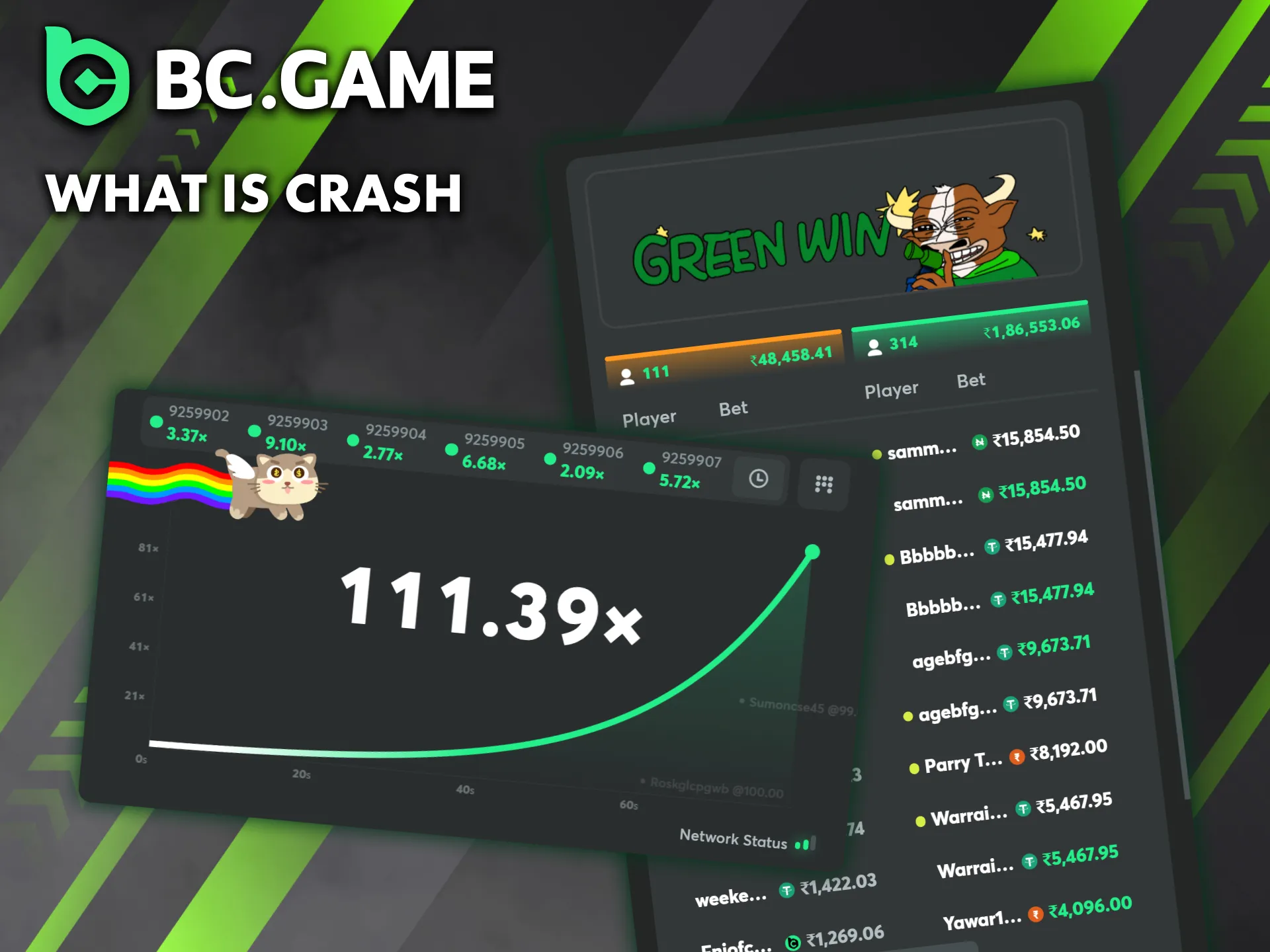 In BC Game's Crash game, players must cash out before the multiplier crashes.