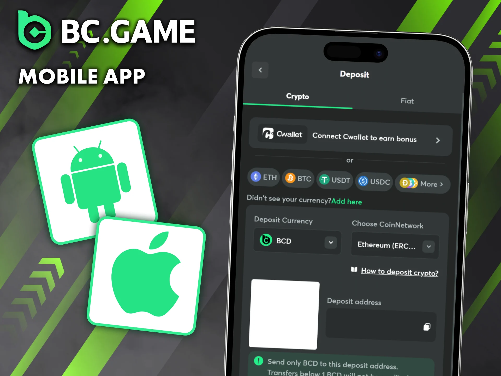 Fund your personal account using the BC Game app.