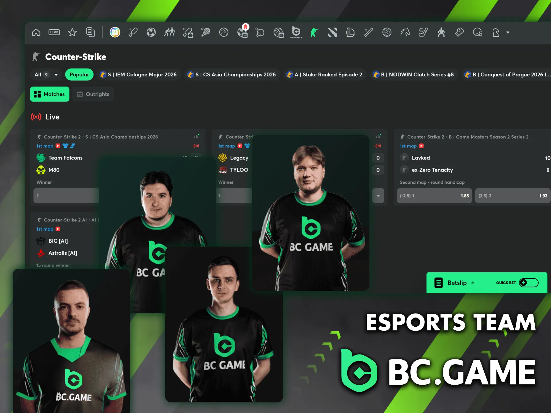 Check out the players of the BC Game Counter Strike 2 team.