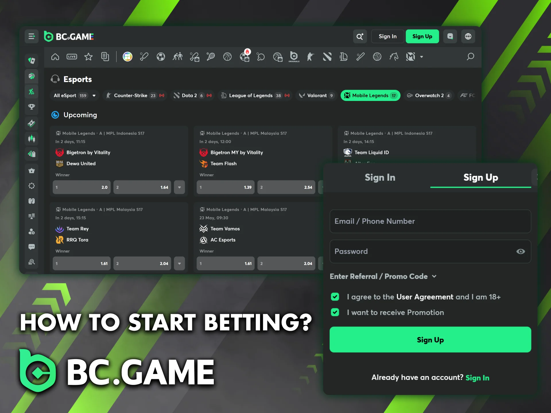 Find out how to bet on eSports on the BC Game platform.