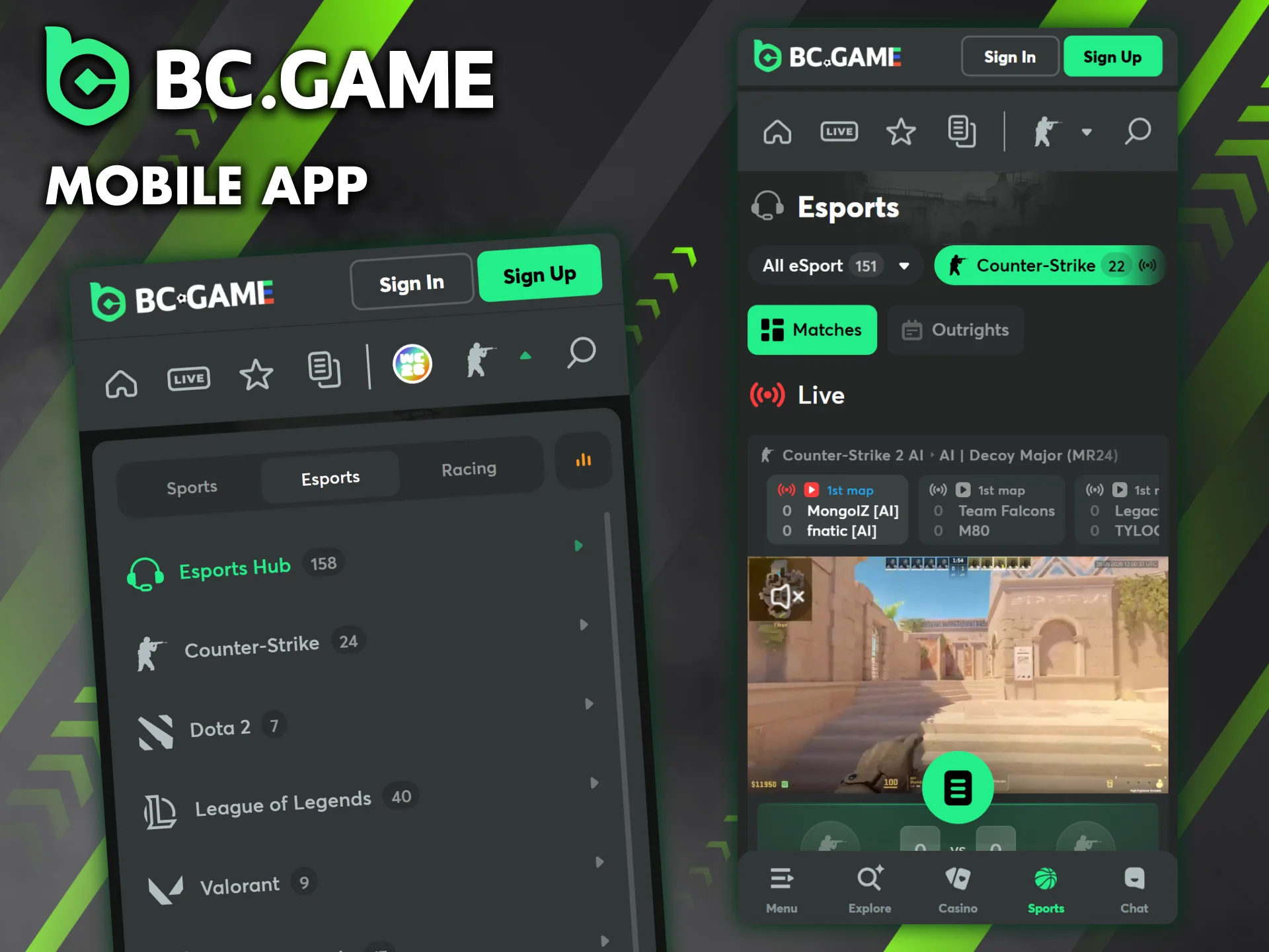 Install the BC Game app and start betting on eSports.