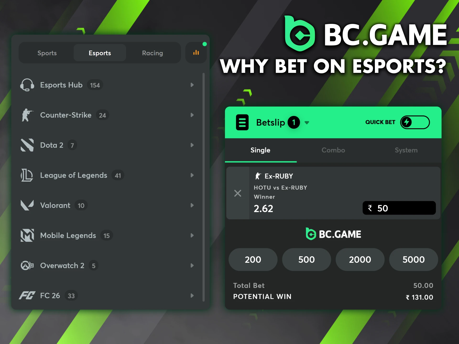 See why it is worth betting on eSports on the BC Game platform.