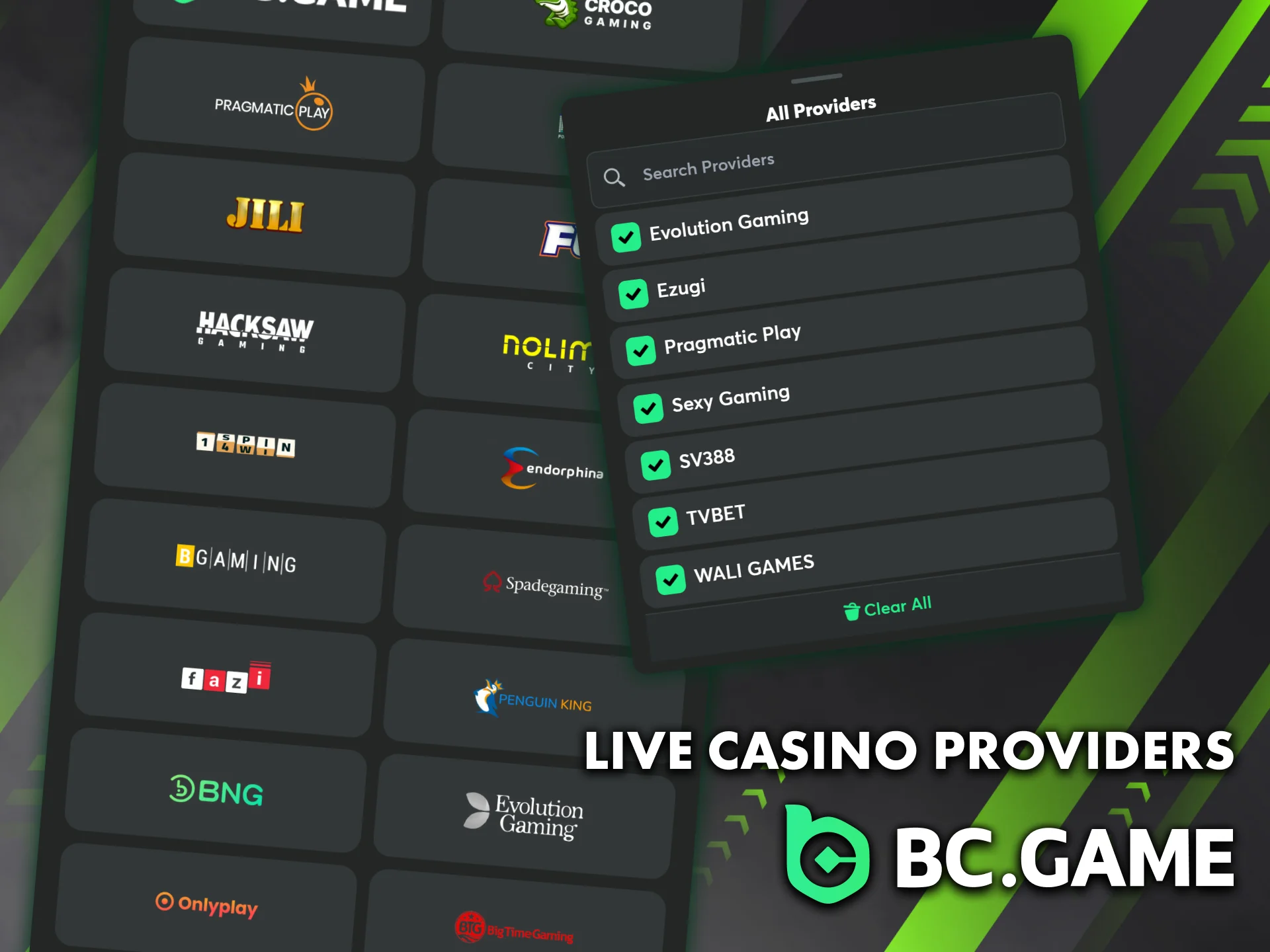 BC Game partners with 12 top providers like Evolution Gaming and Vivo Gaming for a premium live casino experience.